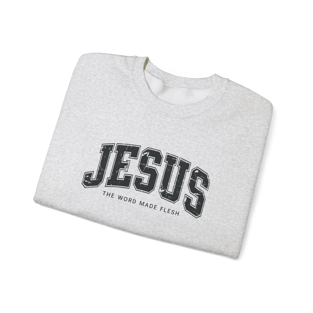 Jesus the Word Made Flesh Gildan Crewneck Sweatshirt | Christian Unisex Sweatshirt | Faith Apparel | Religious Gift