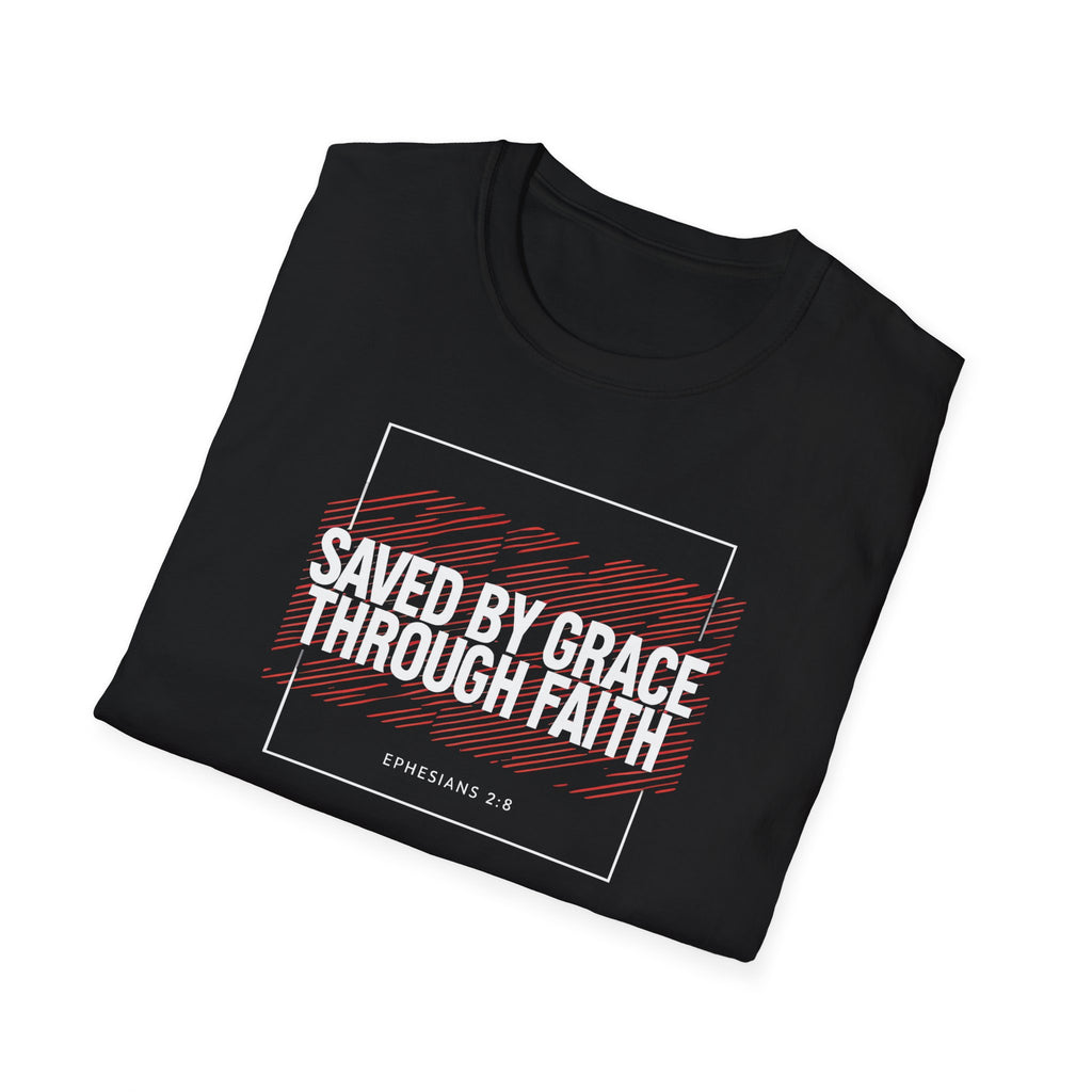 Saved by Grace Through Faith Gildan T-Shirt – Ephesians 2:8 Scripture Tee – Unisex Gilden Christian Shirt
