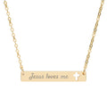Jesus loves me Engraved Cross Bar Necklace | Christian Faith Jewelry | Stainless Steel Gift