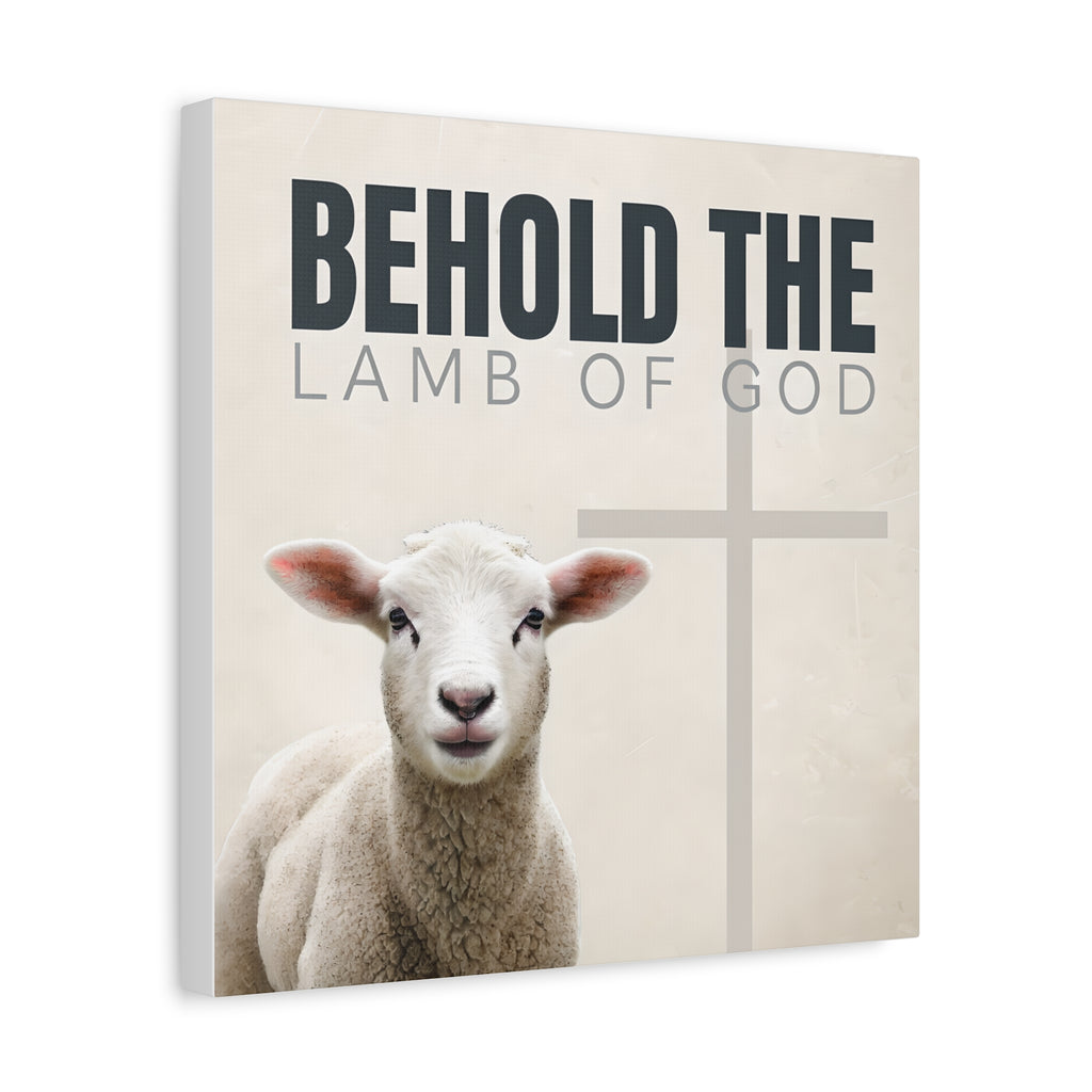 Behold the Lamb of God Canvas – Christian Wall Art with Lamb & Cross Design (Multiple Sizes)