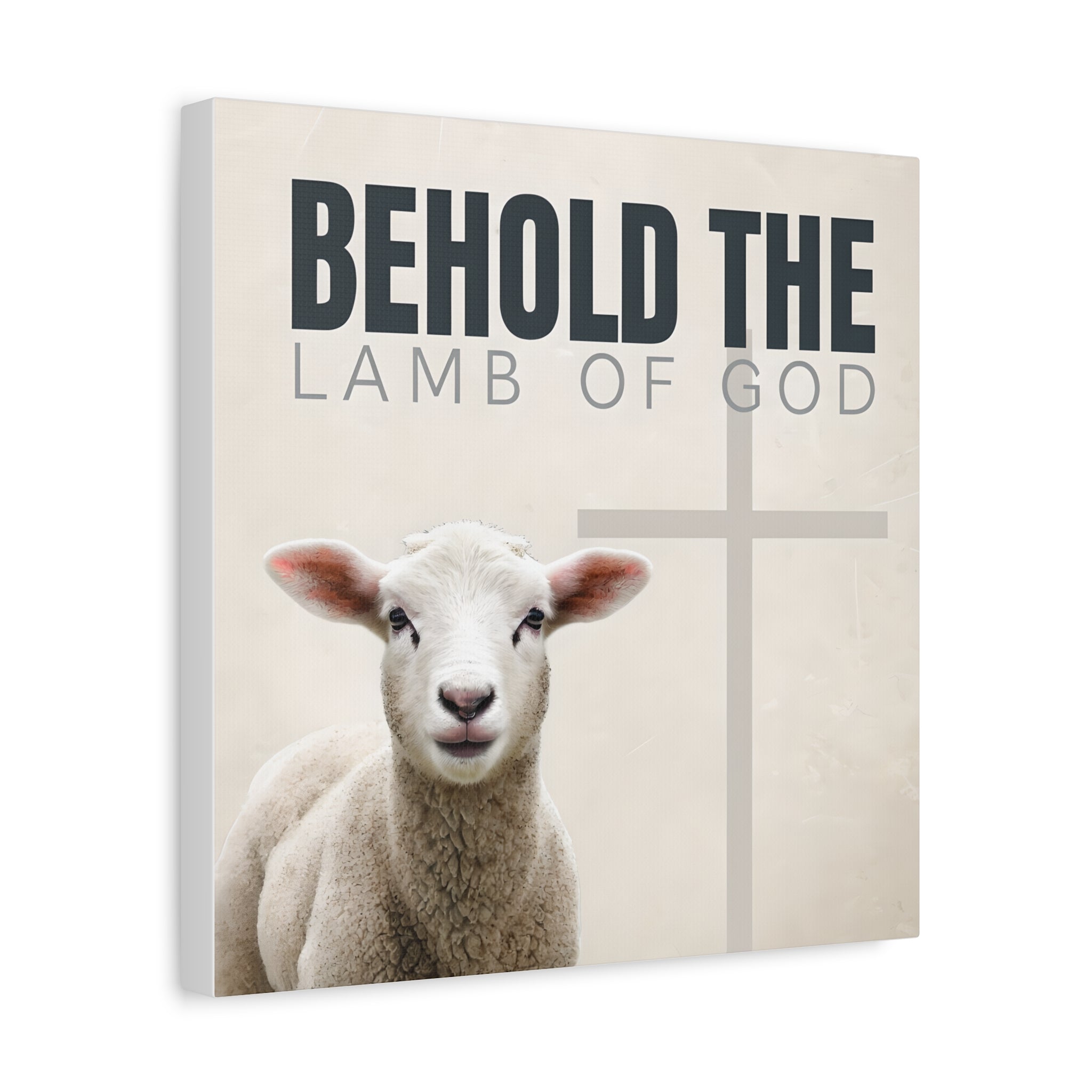 Behold the Lamb of God Canvas – Christian Wall Art with Lamb & Cross Design (Multiple Sizes)