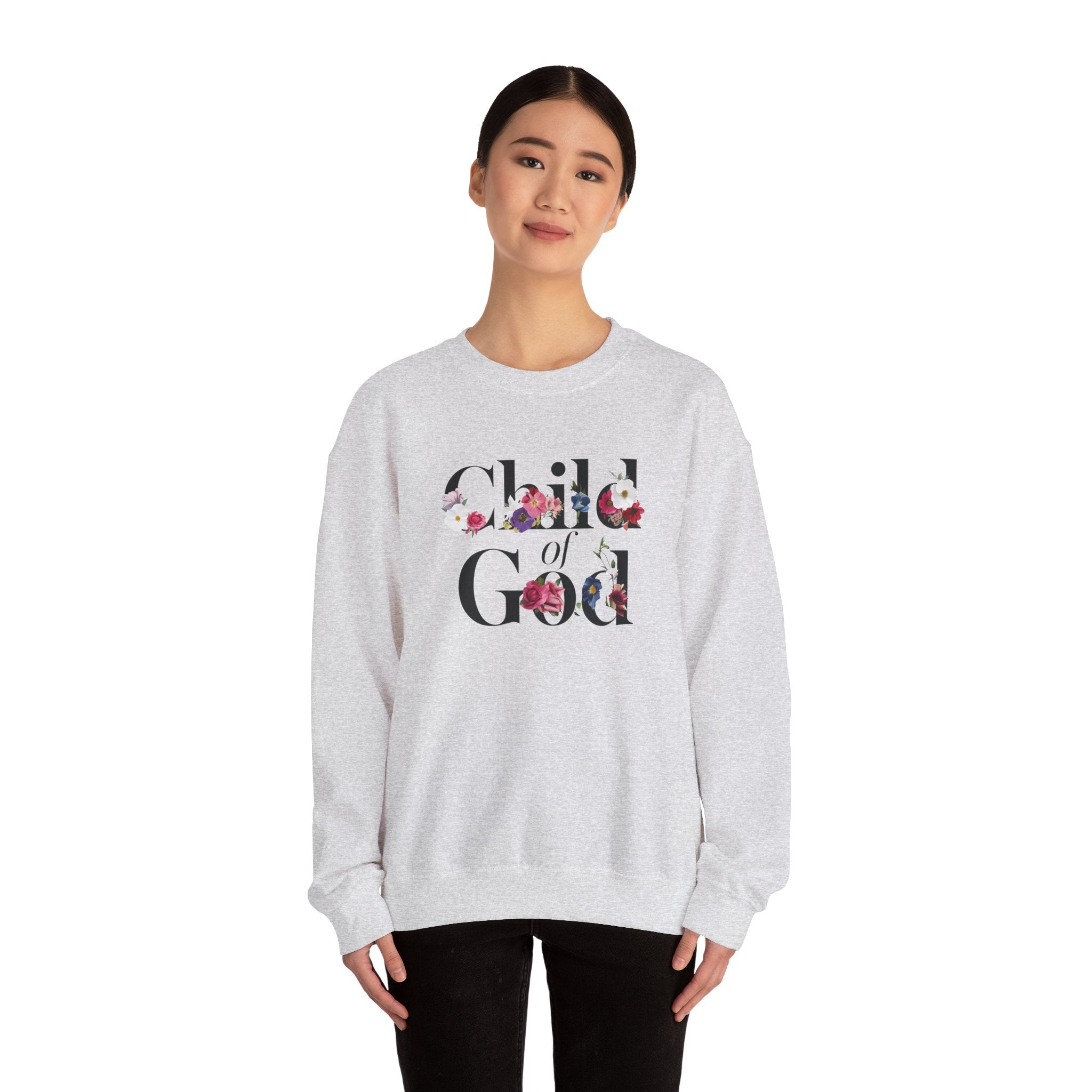 Child of God Floral Christian Gildan Crewneck Sweatshirt | Faith Inspirational Gift