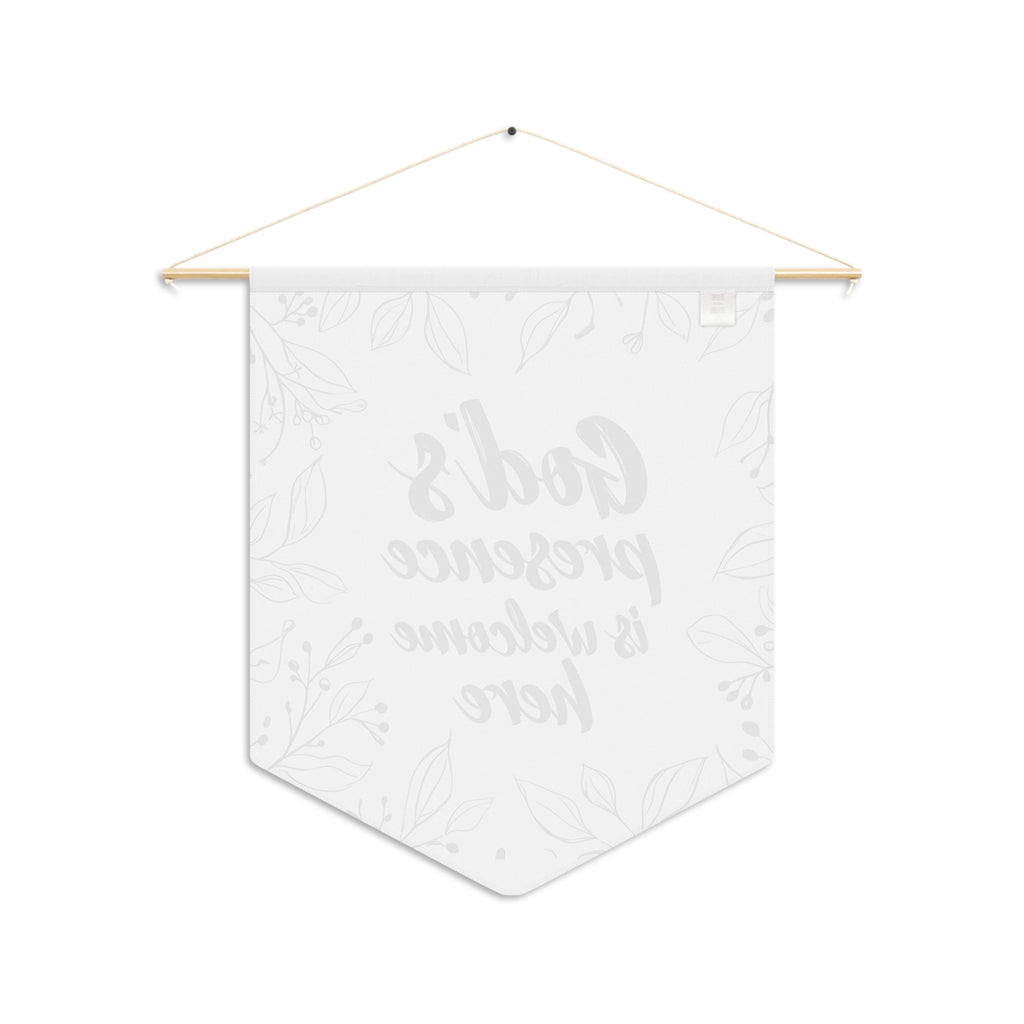 God's Presence Is Welcome Here Pennant Wall Art | Floral | Christian Gift