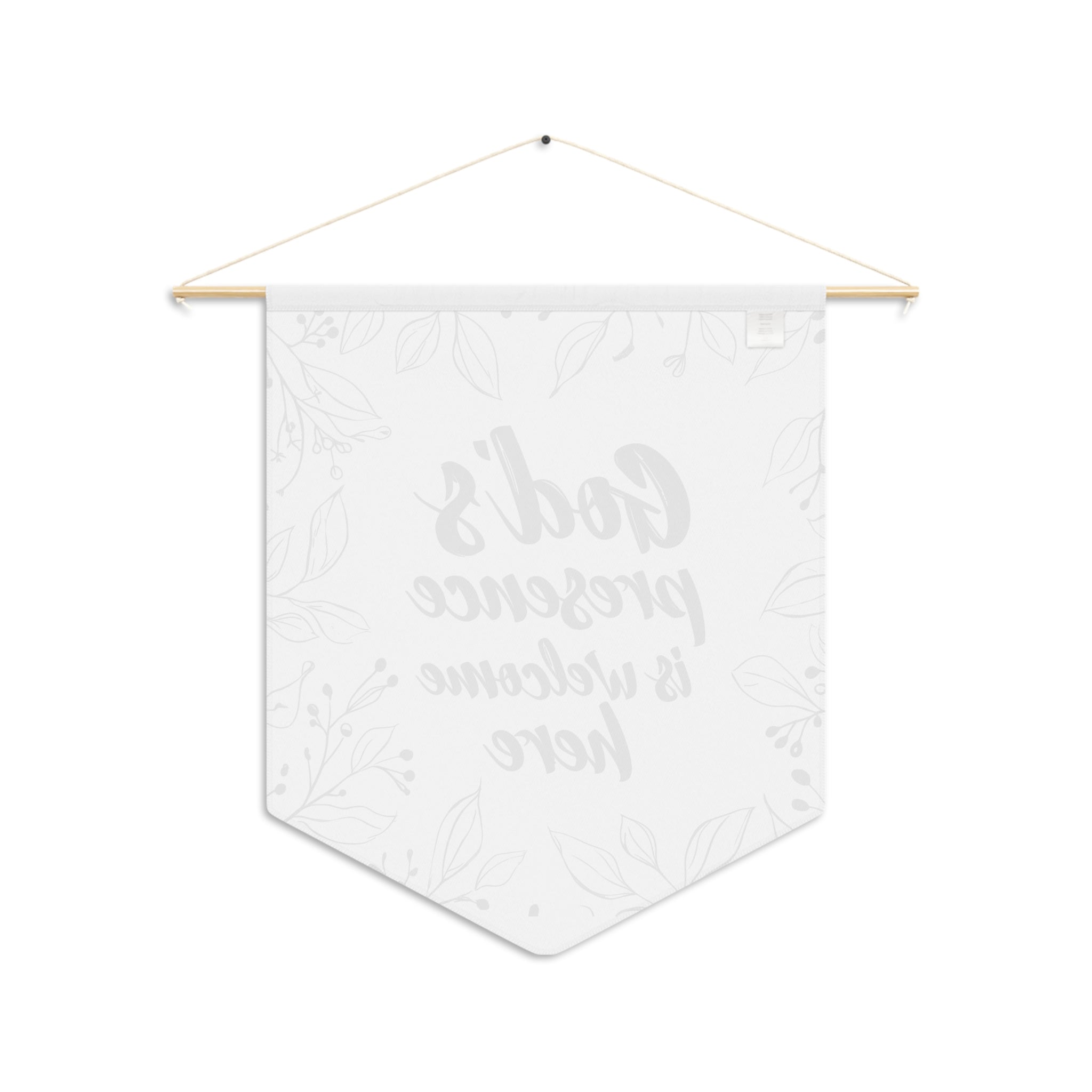 God's Presence Is Welcome Here Pennant Wall Art | Floral | Christian Gift