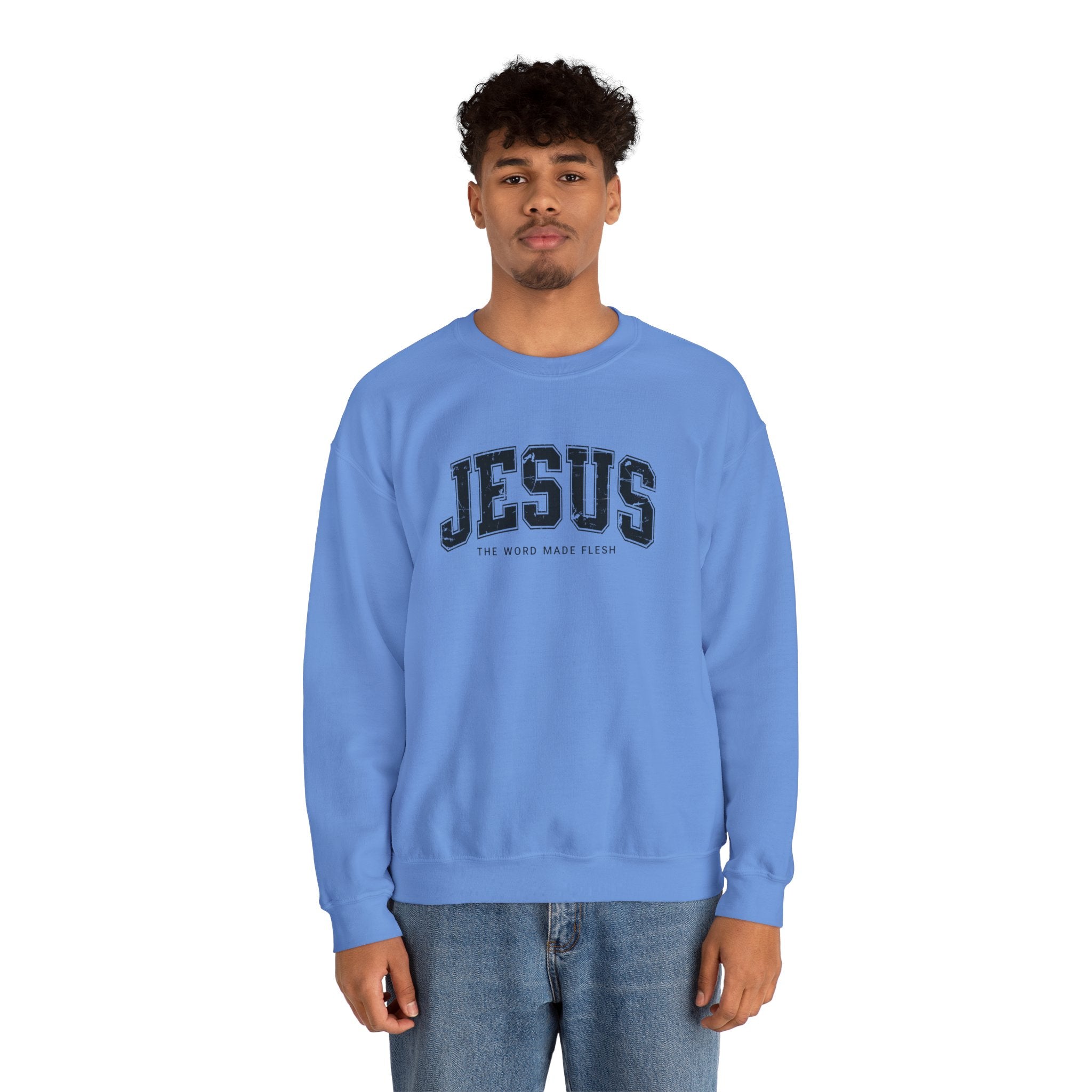 Jesus the Word Made Flesh Gildan Crewneck Sweatshirt | Christian Unisex Sweatshirt | Faith Apparel | Religious Gift