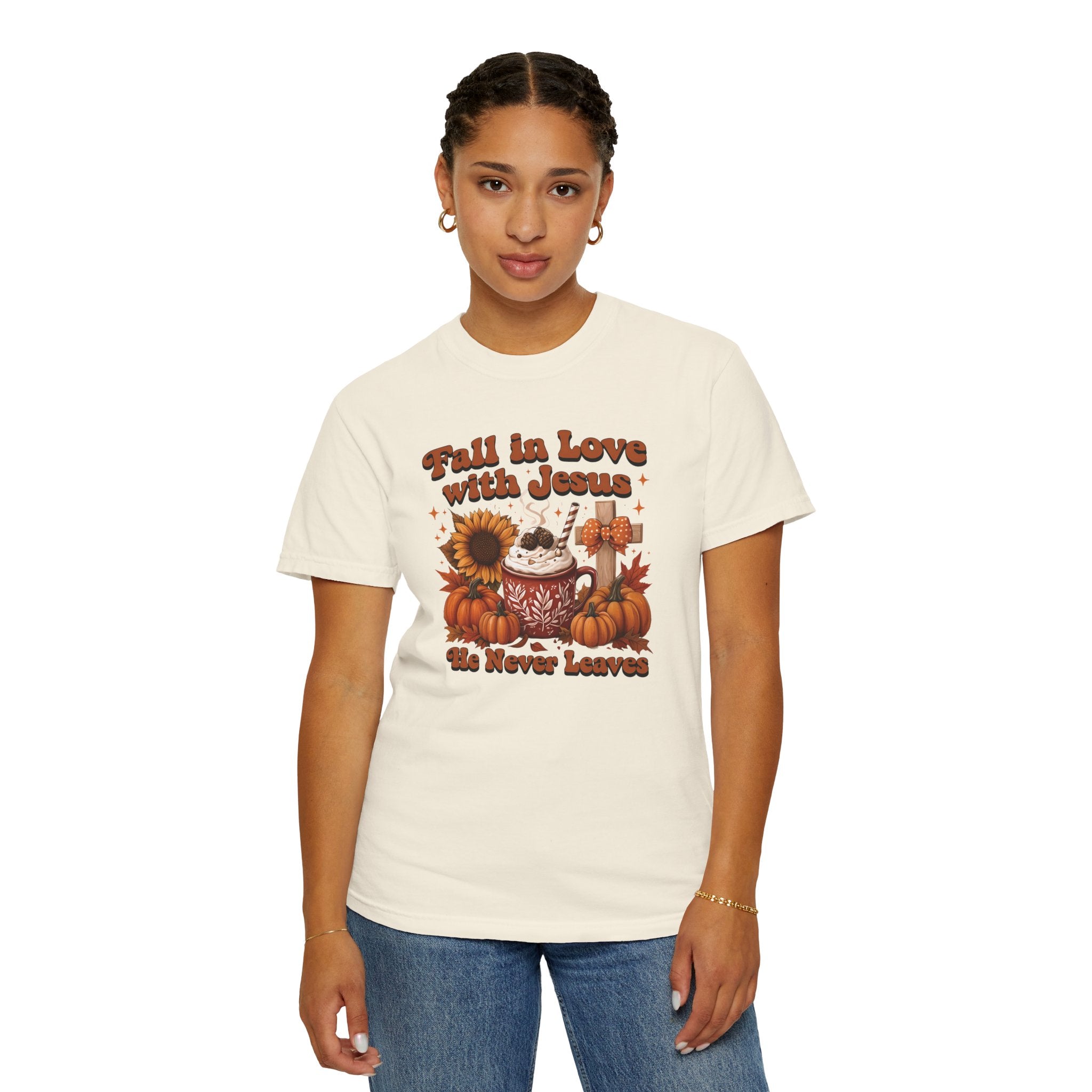 Fall in Love with Jesus Unisex Garment Dyed Comfort Colors T-Shirt | Christian Fall T-Shirt | Faith Based Thanksgiving Tee | Unisex Religious Cotton Top