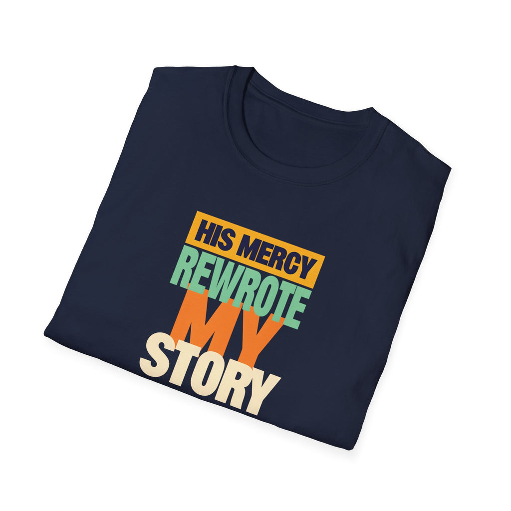 His Mercy Rewrote My Story Christian Gildan T-Shirt Unisex Softstyle Religious Tee Gift