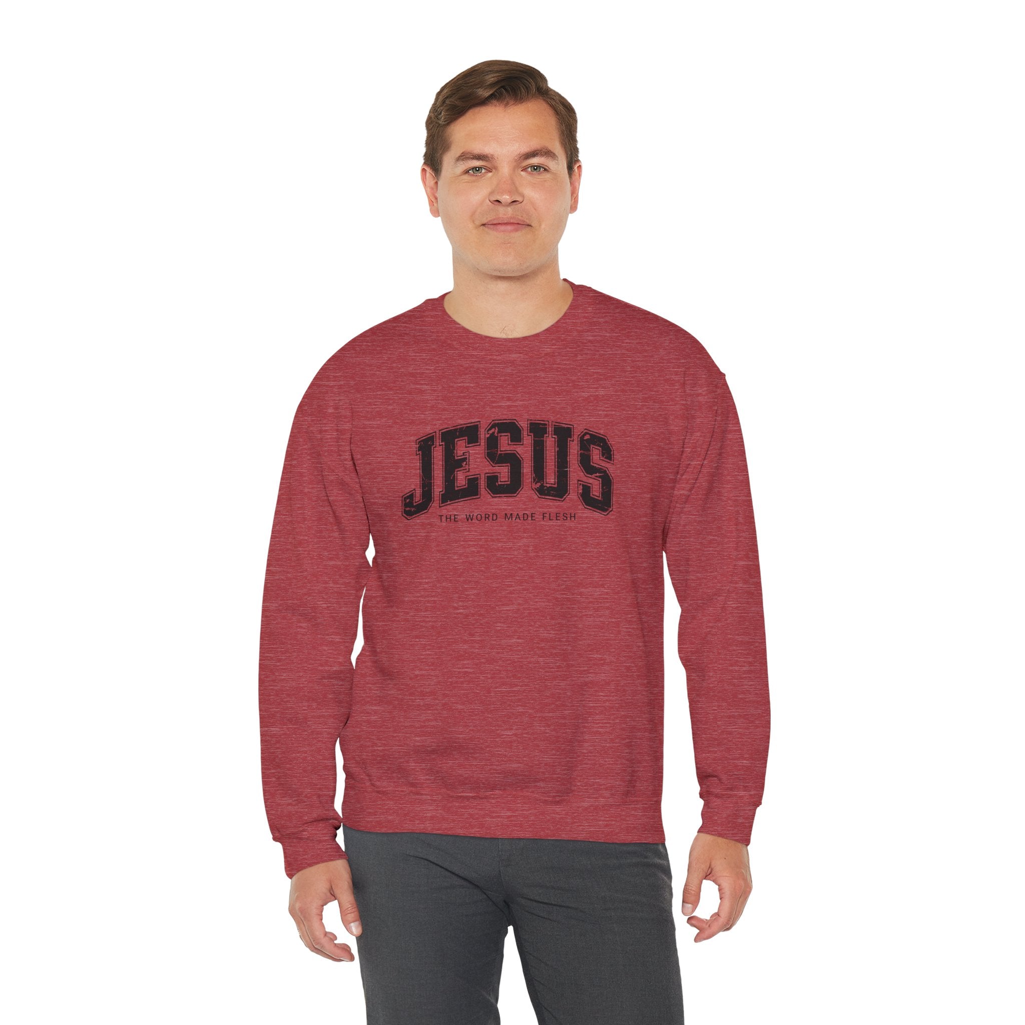 Jesus the Word Made Flesh Gildan Crewneck Sweatshirt | Christian Unisex Sweatshirt | Faith Apparel | Religious Gift
