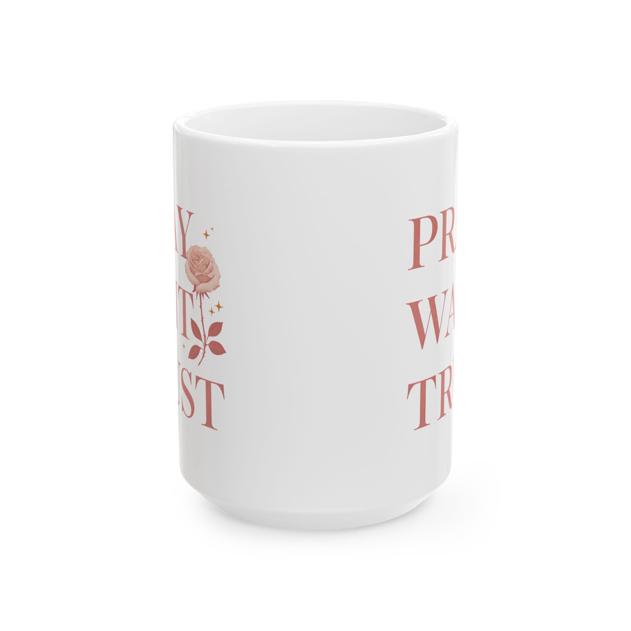 Pray Wait Trust Ceramic Coffee Mug 11oz 15oz Gift for Birthday Holiday Office Home Drinkware