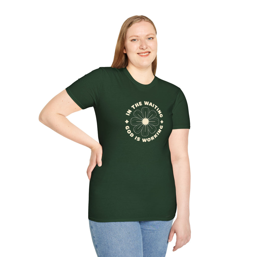 In the Waiting God Is Working Christian Gildan Unisex T-shirt | Women’s Faith Graphic Tee