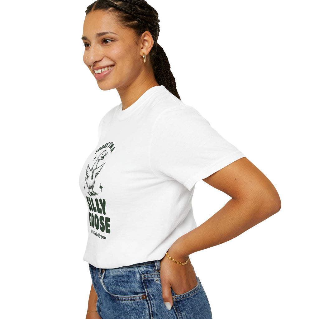 God’s Silly Goose with tie Christian T-Shirt | Graphic Tee | Unisex Garment Dyed Cotton Top S-4XL