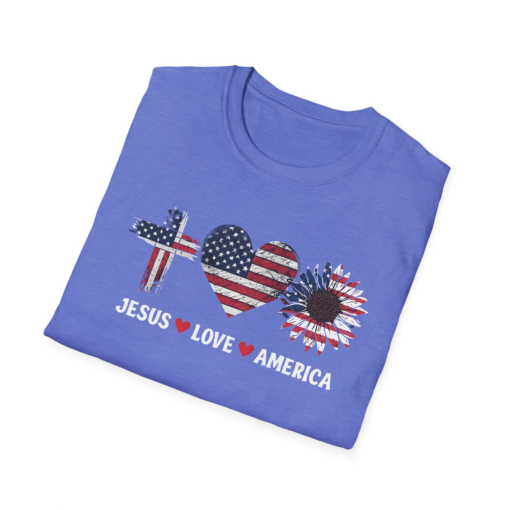 Jesus Love America Shirt | Patriotic Christian T-Shirt | Faith Based 4th of July Outfit