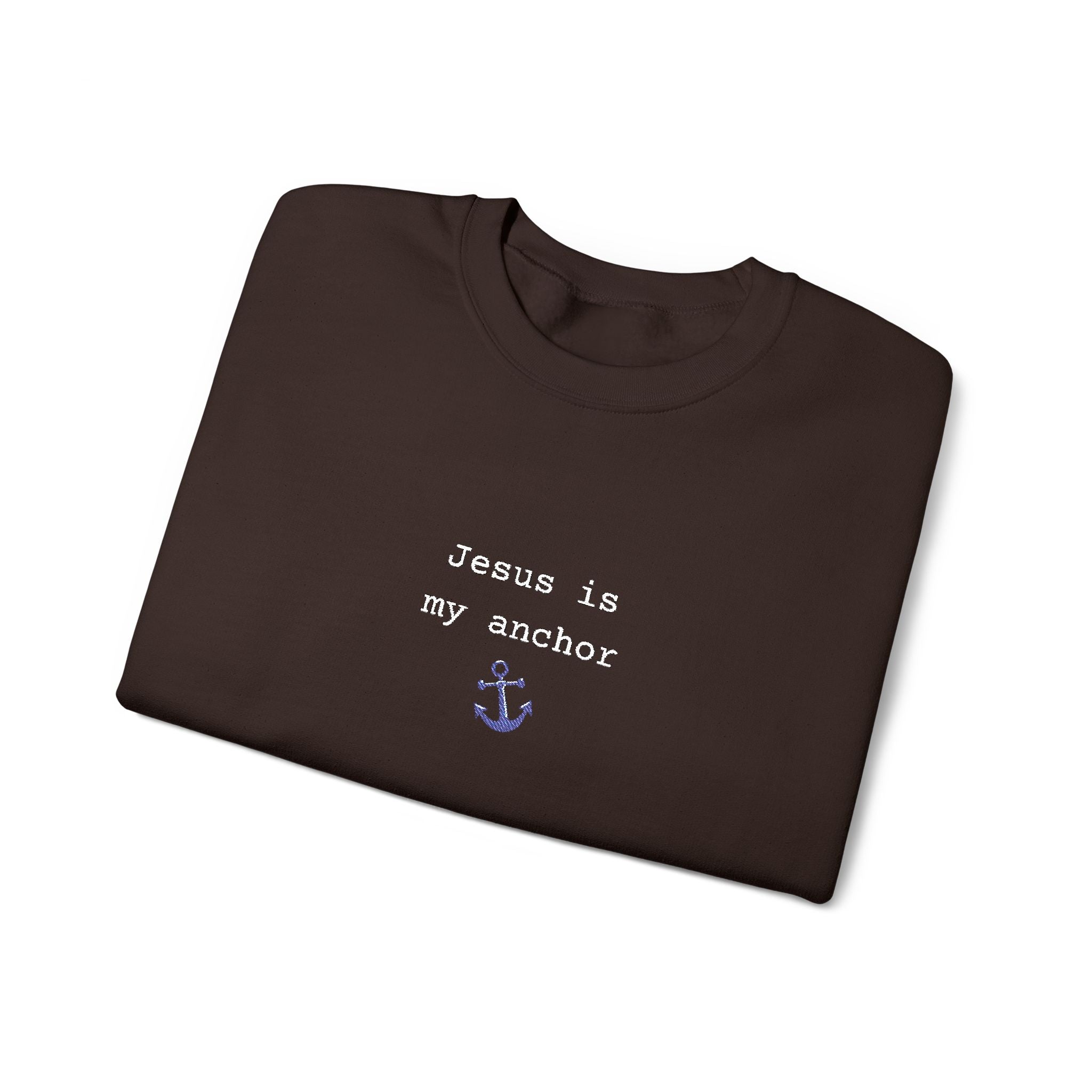 Jesus Is My Anchor Embroidered Gildan Christian Crewneck Unisex Sweatshirt | Religious Gift