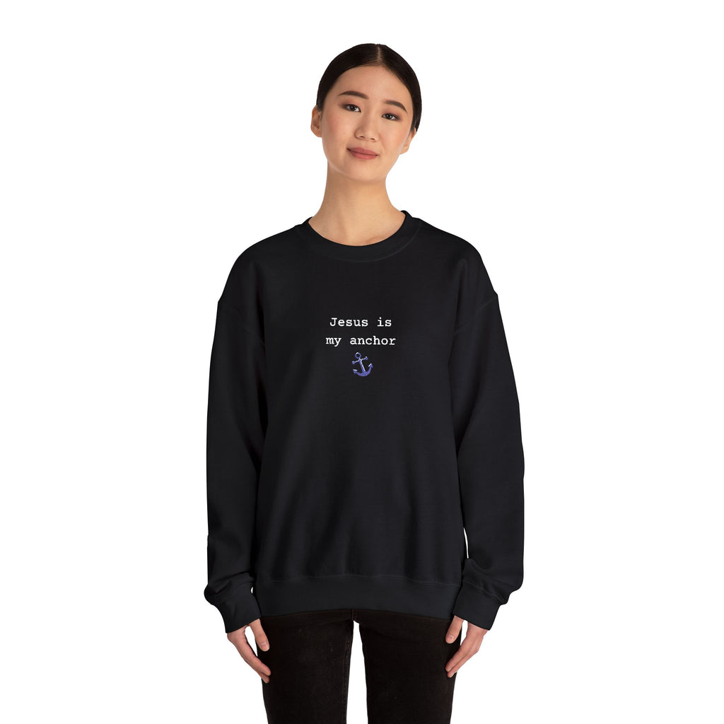 Jesus Is My Anchor Embroidered Gildan Christian Crewneck Unisex Sweatshirt | Religious Gift