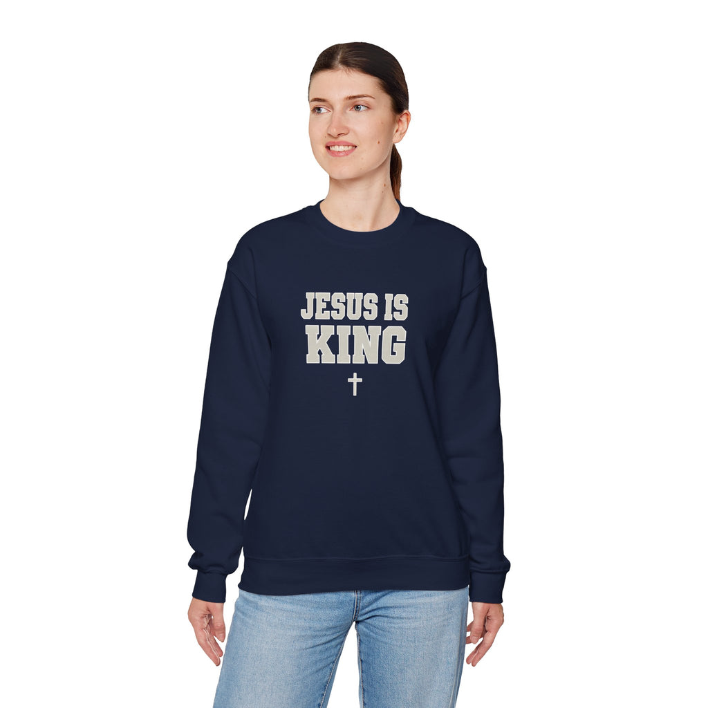 Jesus is King Gildan Unisex Crewneck Sweatshirt | Christian Apparel | Inspirational Gift | Cozy Everyday Wear