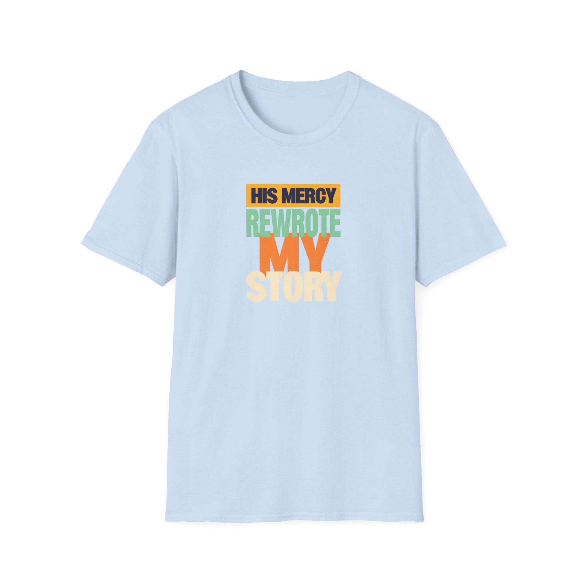 His Mercy Rewrote My Story Christian Gildan T-Shirt Unisex Softstyle Religious Tee Gift