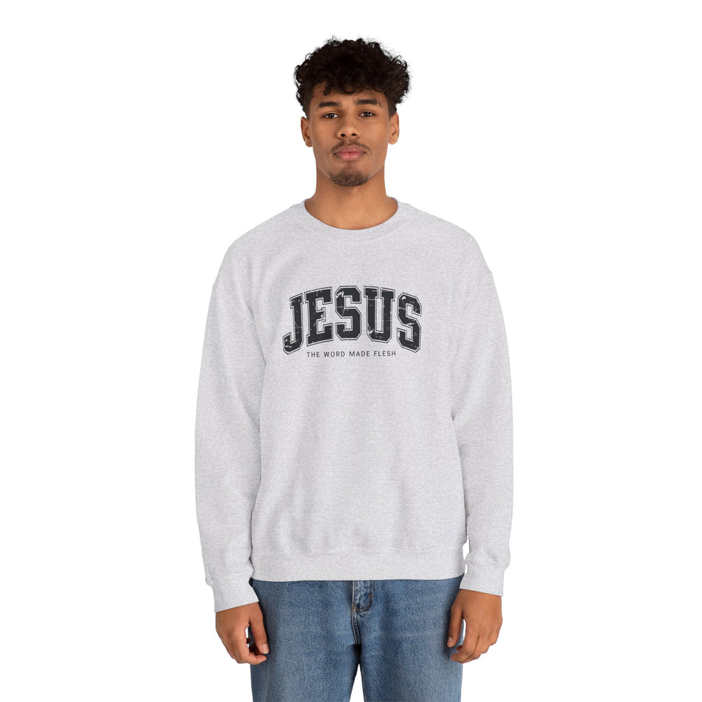 Jesus the Word Made Flesh Gildan Crewneck Sweatshirt | Christian Unisex Sweatshirt | Faith Apparel | Religious Gift