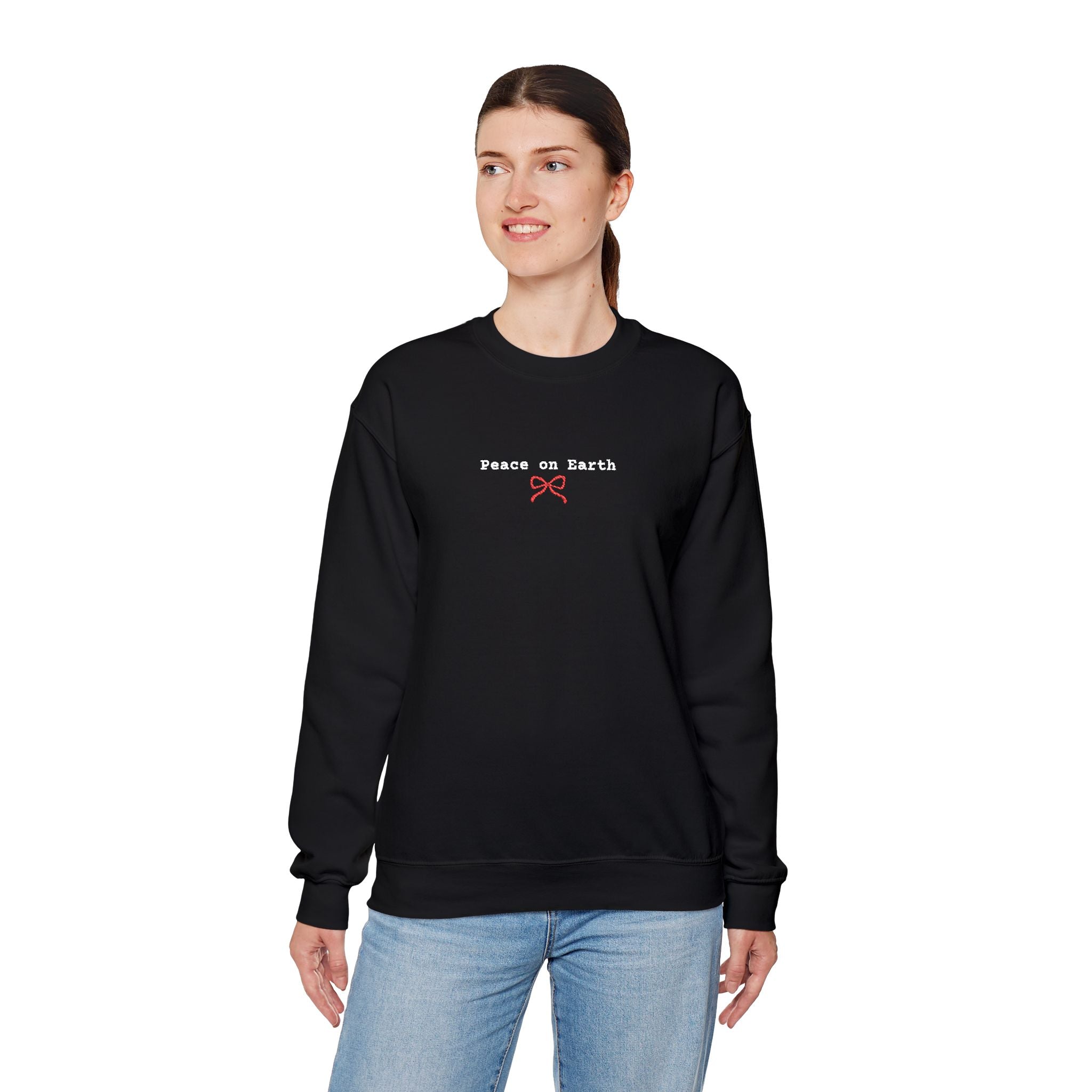 Peace on Earth Christian Embroidered Crewneck Gildan Unisex Sweatshirt | Faith Gift