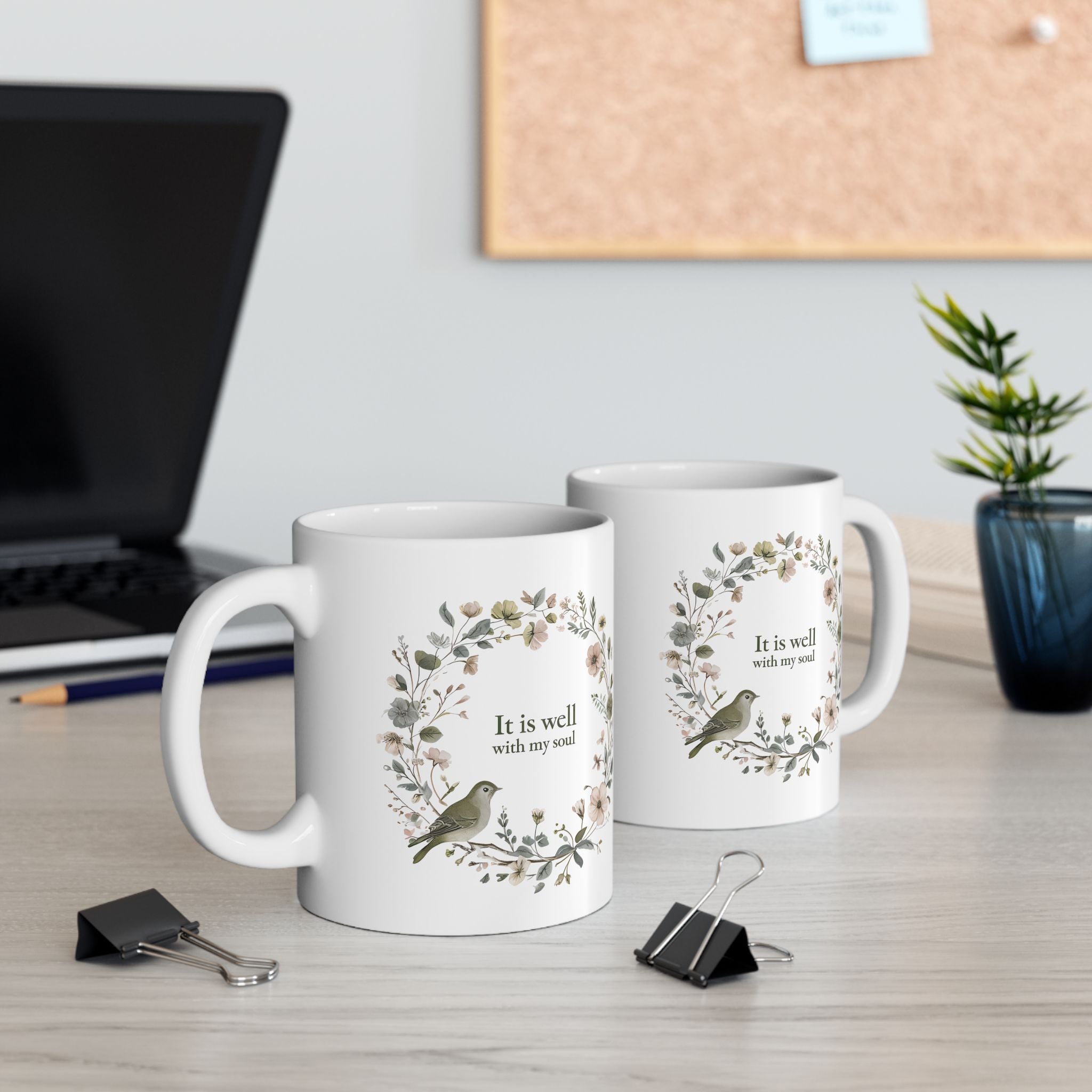 It Is Well With My Soul Christian Coffee Mug | Floral | Christian Gift for her