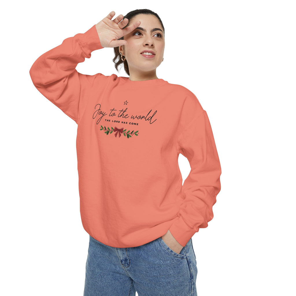 Joy to the World Comfort Colors Unisex Sweatshirt | Cozy Holiday Gift, Casual Fashion, Christmas Apparel, Festive Sweater, Unisex Holiday Wear