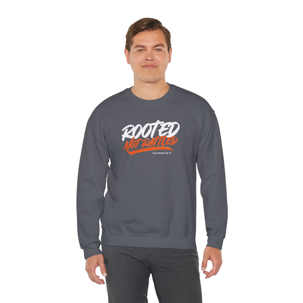 Rooted Not Rattled Gildan Christian Sweatshirt | Unisex Crewneck Pullover | Christian Gift