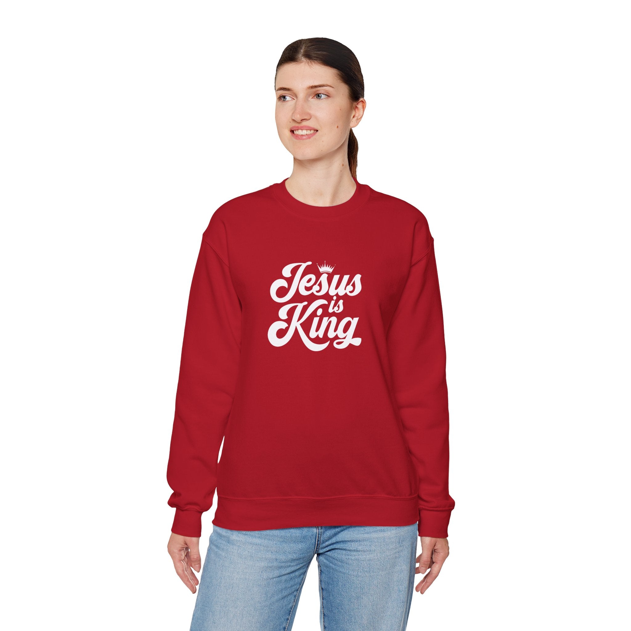 Jesus Is King Christian Gildan Unisex Crewneck Sweatshirt | Faith Apparel |  Religious Gift