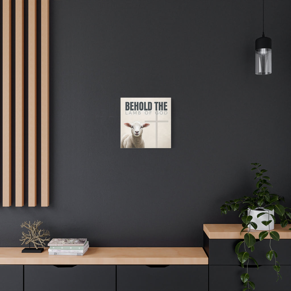Behold the Lamb of God Canvas – Christian Wall Art with Lamb & Cross Design (Multiple Sizes)