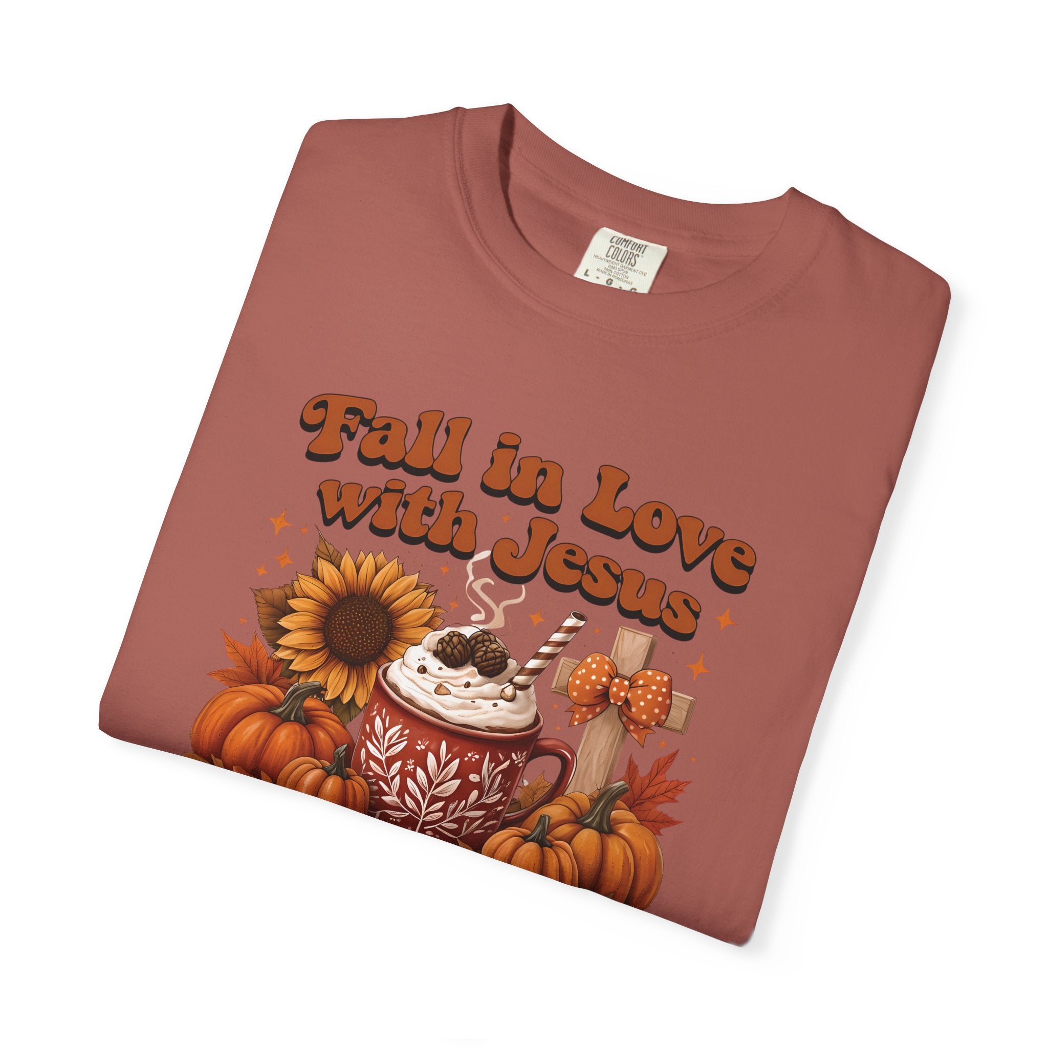 Fall in Love with Jesus Unisex Garment Dyed Comfort Colors T-Shirt | Christian Fall T-Shirt | Faith Based Thanksgiving Tee | Unisex Religious Cotton Top