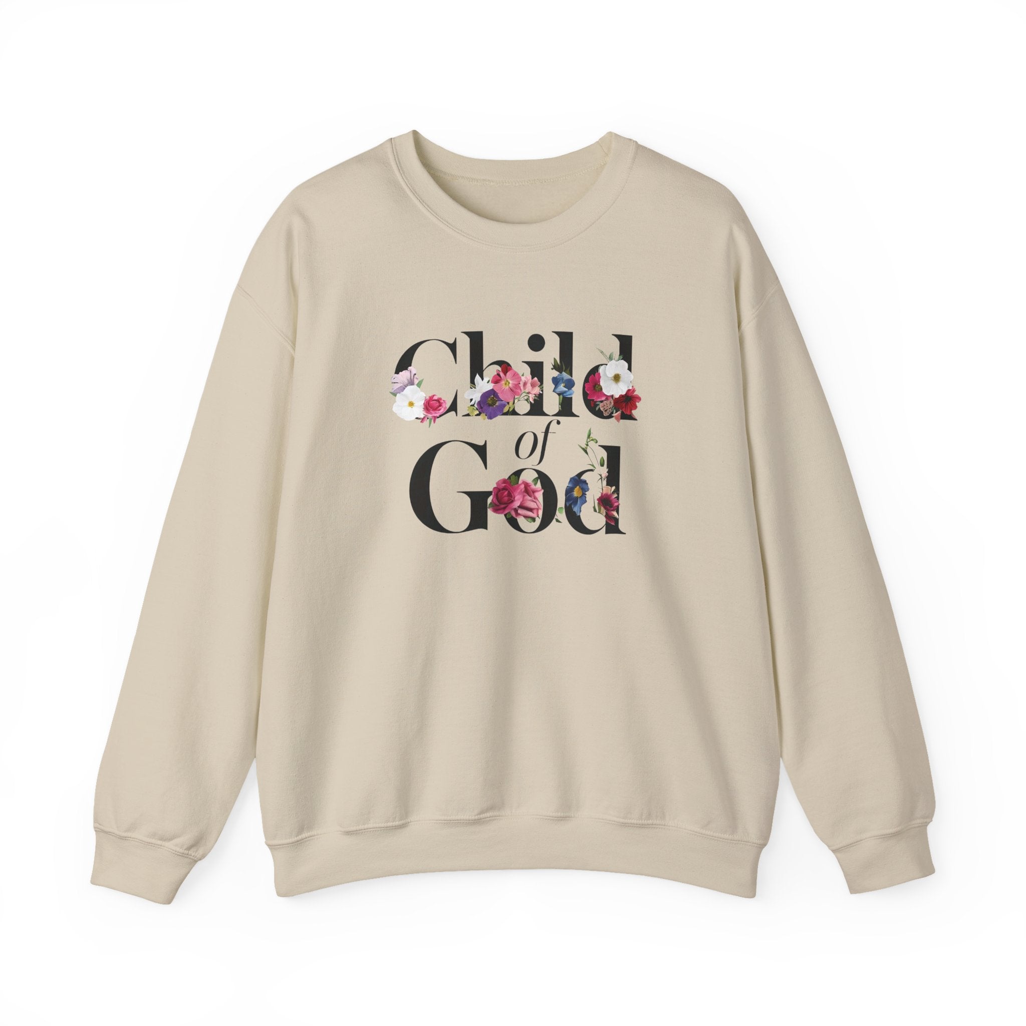 Child of God Floral Christian Gildan Crewneck Sweatshirt | Faith Inspirational Gift