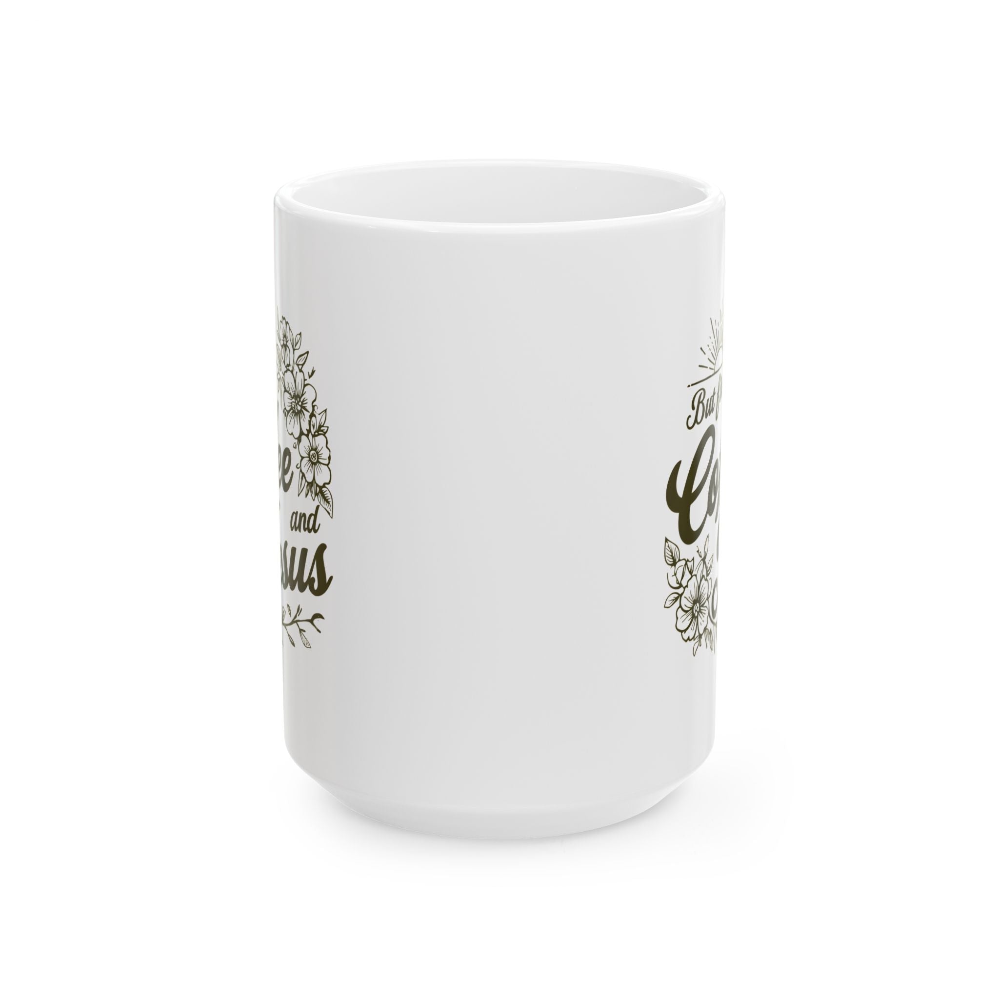 Jesus + Coffee Christian Coffee Mug | Faith Ceramic Mug 11oz & 15oz | Botanical Design Christian Gift