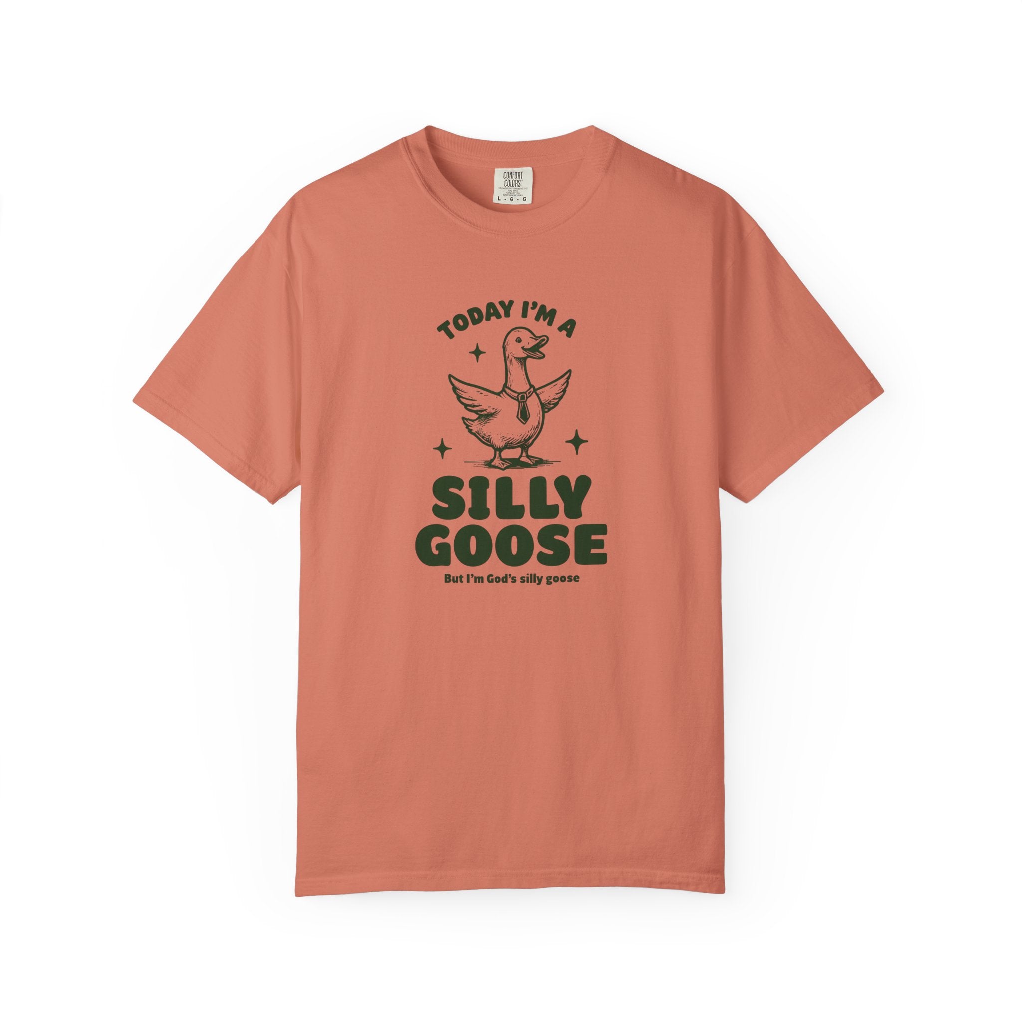 God’s Silly Goose with tie Christian T-Shirt | Graphic Tee | Unisex Garment Dyed Cotton Top S-4XL