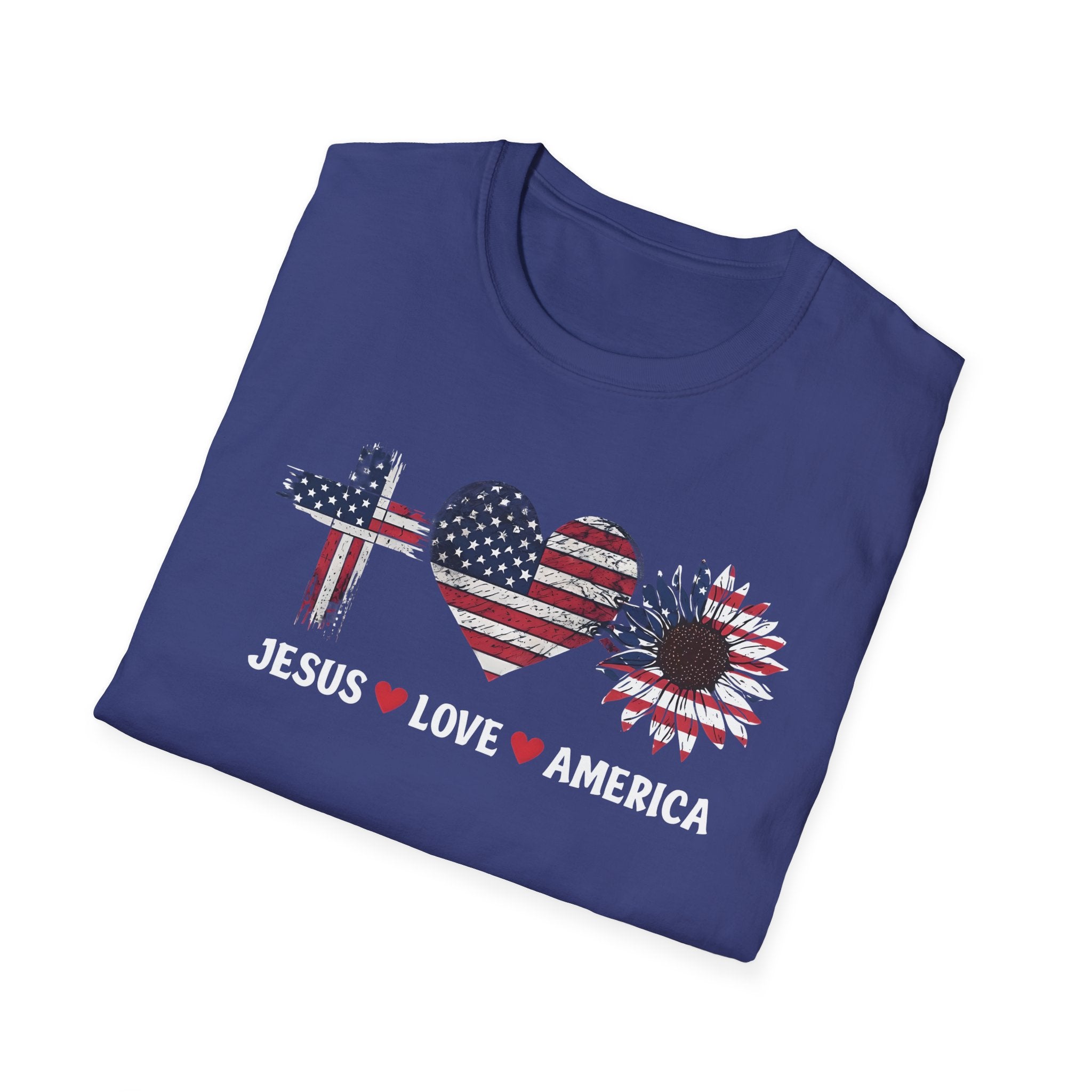 Jesus Love America Shirt | Patriotic Christian T-Shirt | Faith Based 4th of July Outfit