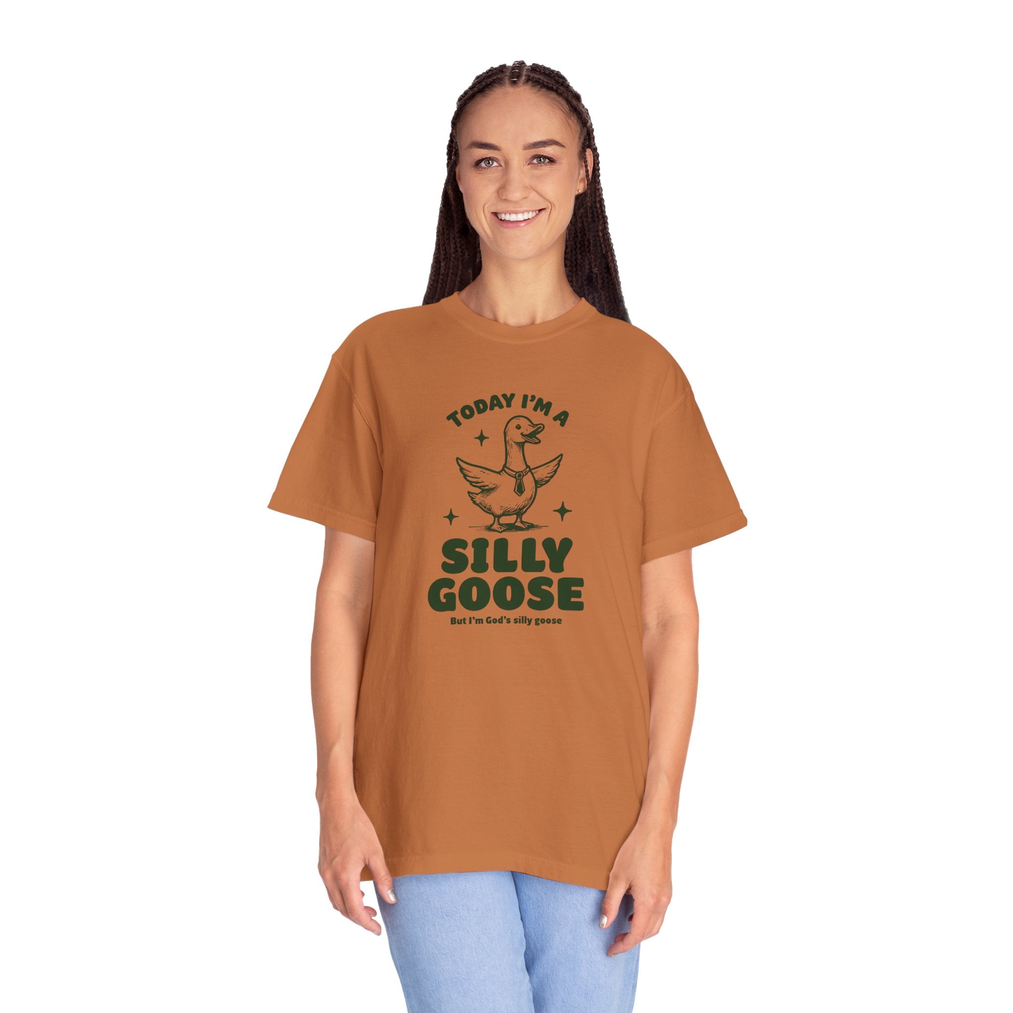 God’s Silly Goose with tie Christian T-Shirt | Graphic Tee | Unisex Garment Dyed Cotton Top S-4XL
