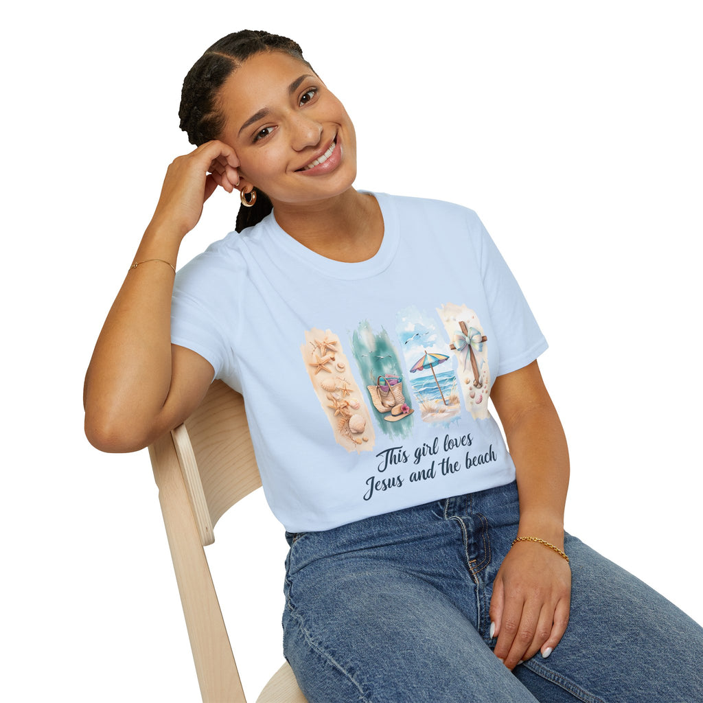 This Girl Loves Jesus and the Beach Shirt – Christian T-Shirts for Women | Faith Based Apparel | Beach Lover T-Shirt, Faith T-Shirt, Jesus Shirt, Summer Apparel, Christian Gifts, Casual...