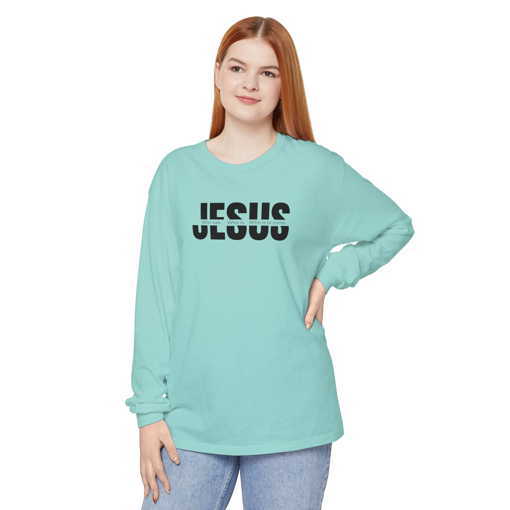 Jesus Comfort Colors Christian Long Sleeve Shirt | Faith Graphic Tee | Garment Dyed Cotton