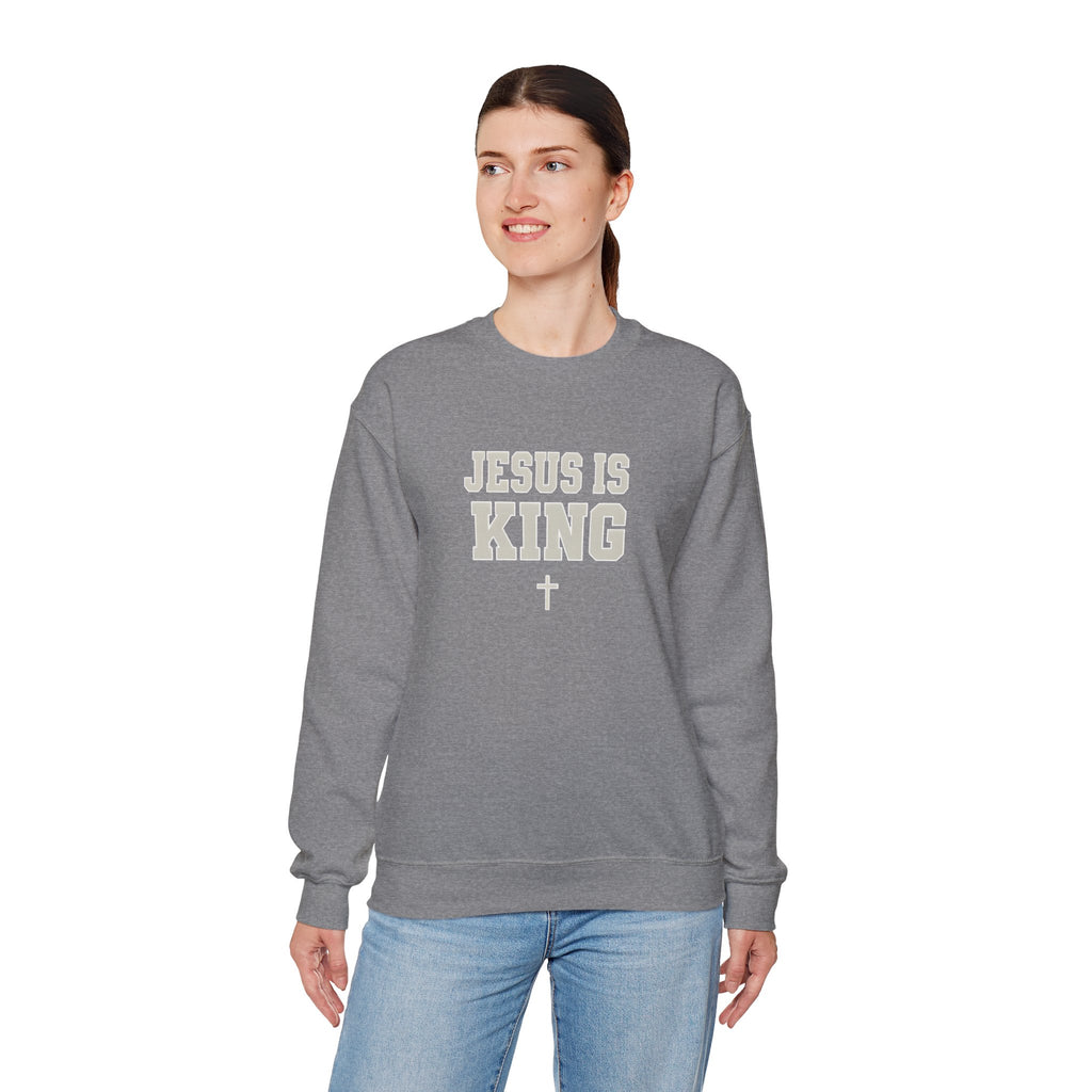 Jesus is King Gildan Unisex Crewneck Sweatshirt | Christian Apparel | Inspirational Gift | Cozy Everyday Wear