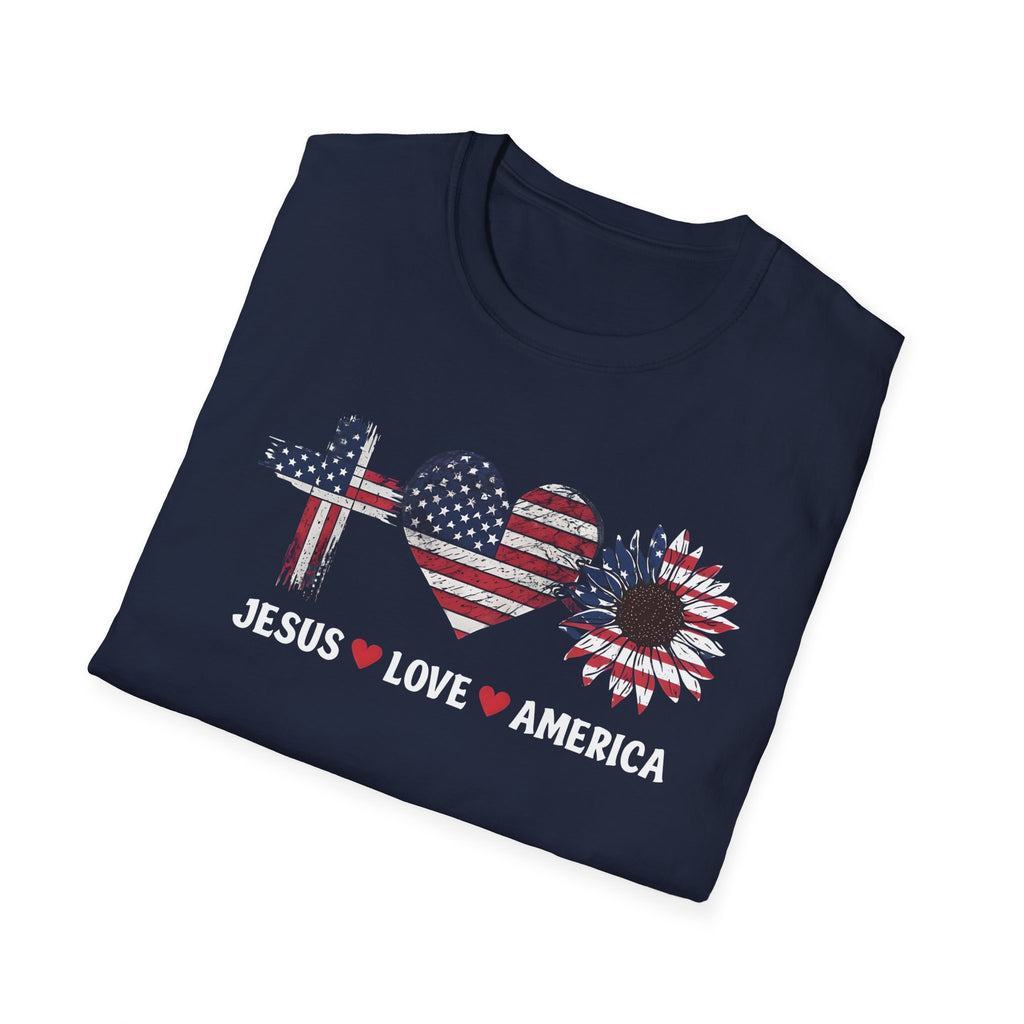 Jesus Love America Shirt | Patriotic Christian T-Shirt | Faith Based 4th of July Outfit