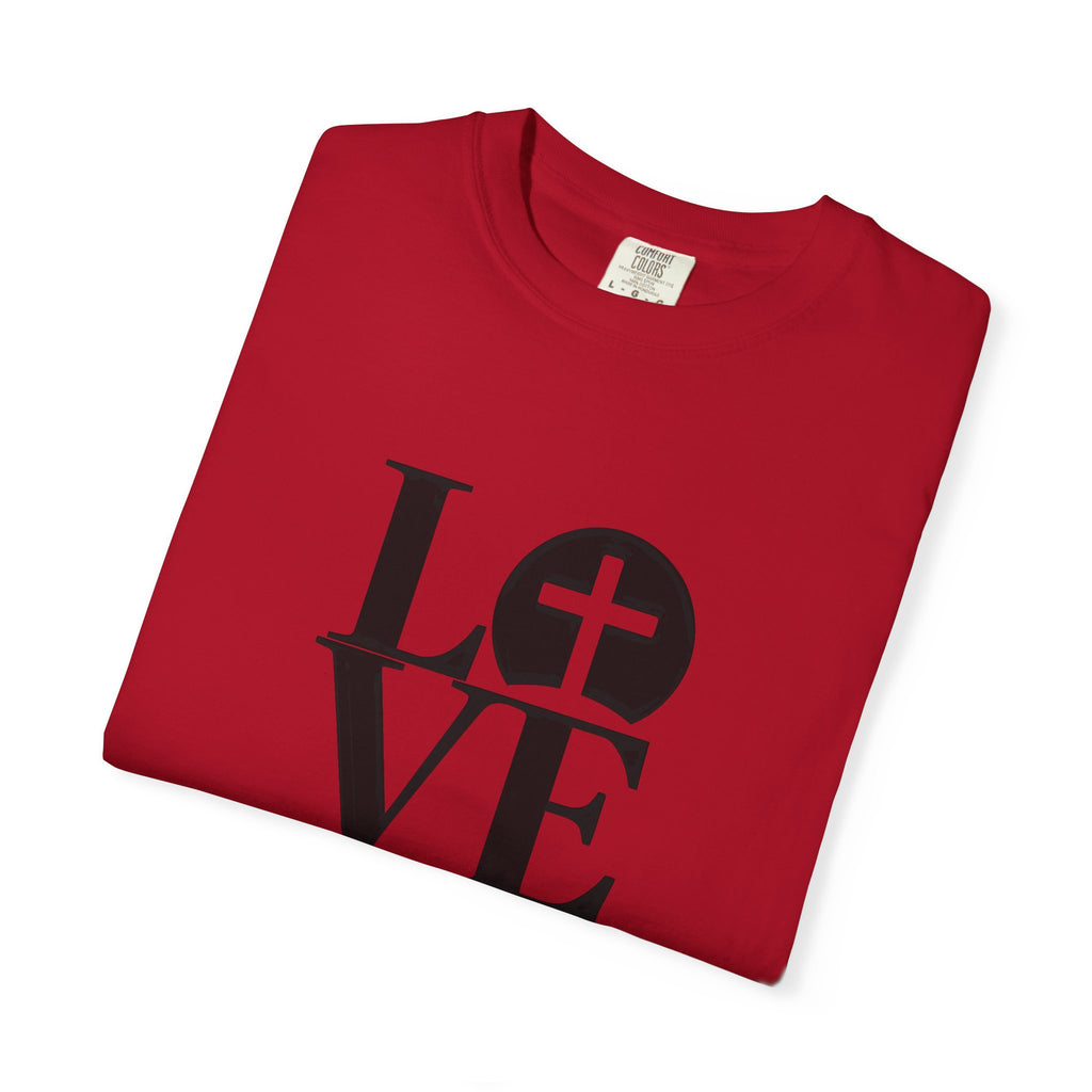 LOVE Cross Christian T-Shirt | Comfort Colors Faith-Based Unisex Tee (S–4XL) | Jesus is Love Shirt