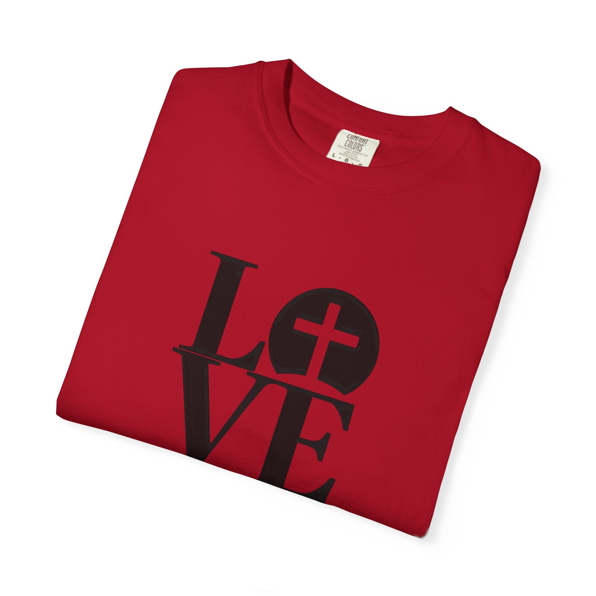 LOVE Cross Christian T-Shirt | Comfort Colors Faith-Based Unisex Tee (S–4XL) | Jesus is Love Shirt