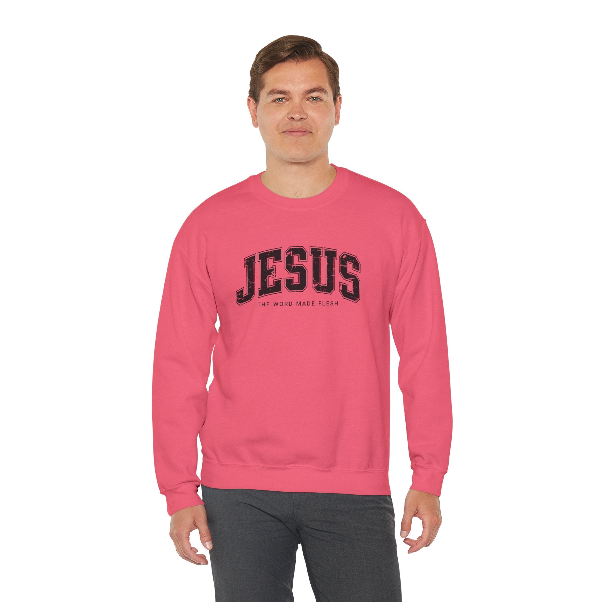 Jesus the Word Made Flesh Gildan Crewneck Sweatshirt | Christian Unisex Sweatshirt | Faith Apparel | Religious Gift