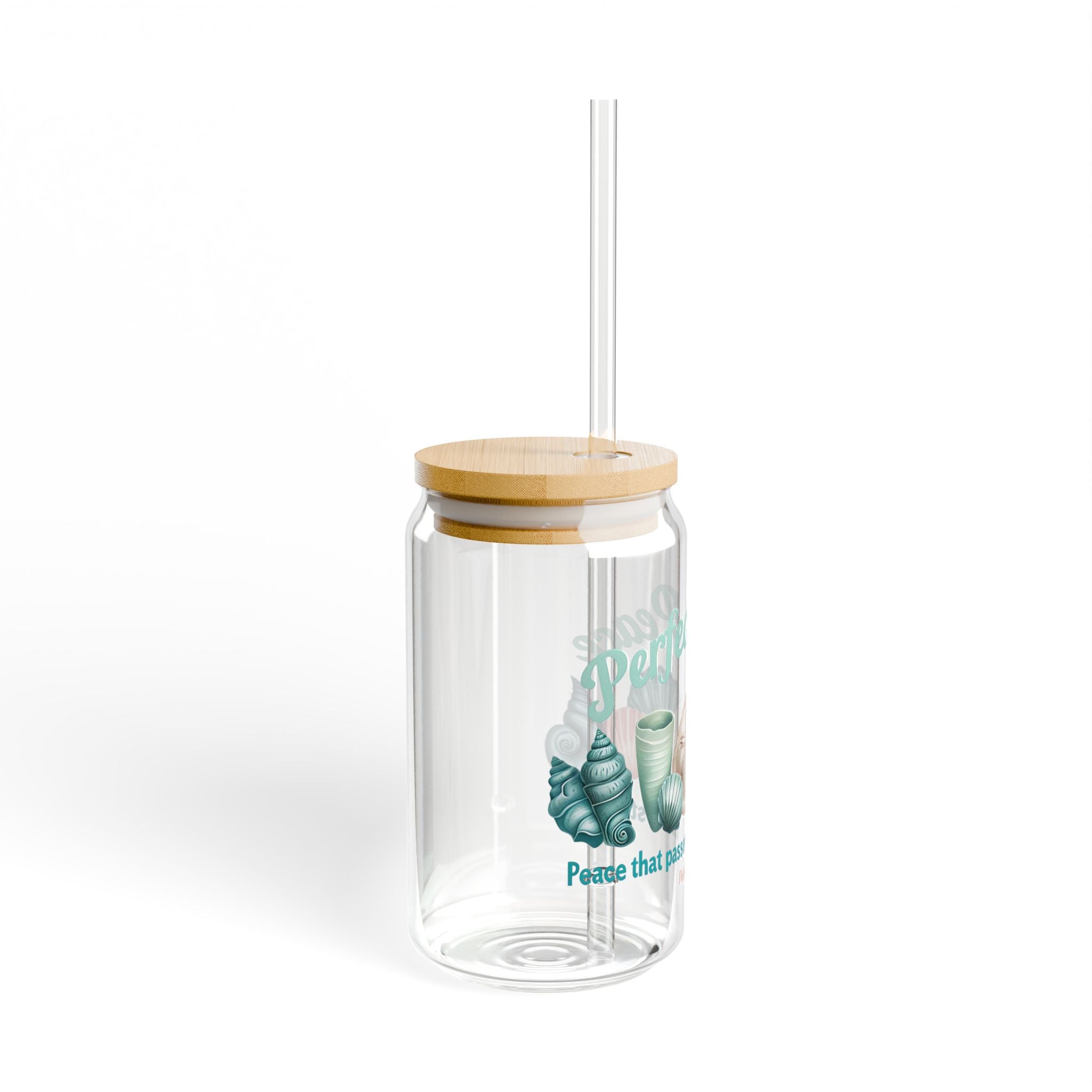 Beach Sipper Glass “Perfect Peace” – Christian Drinkware | Summer Coastal Gift Idea