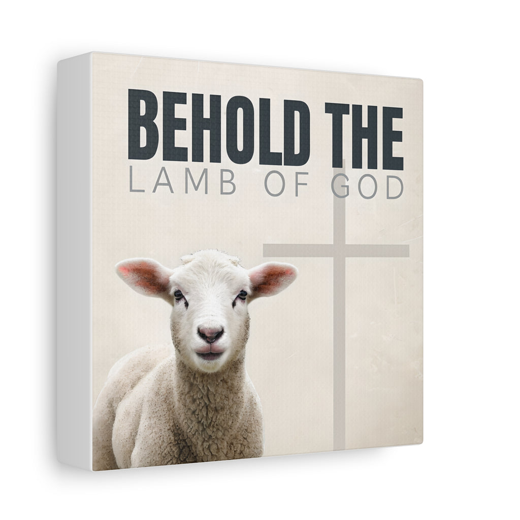 Behold the Lamb of God Canvas – Christian Wall Art with Lamb & Cross Design (Multiple Sizes)