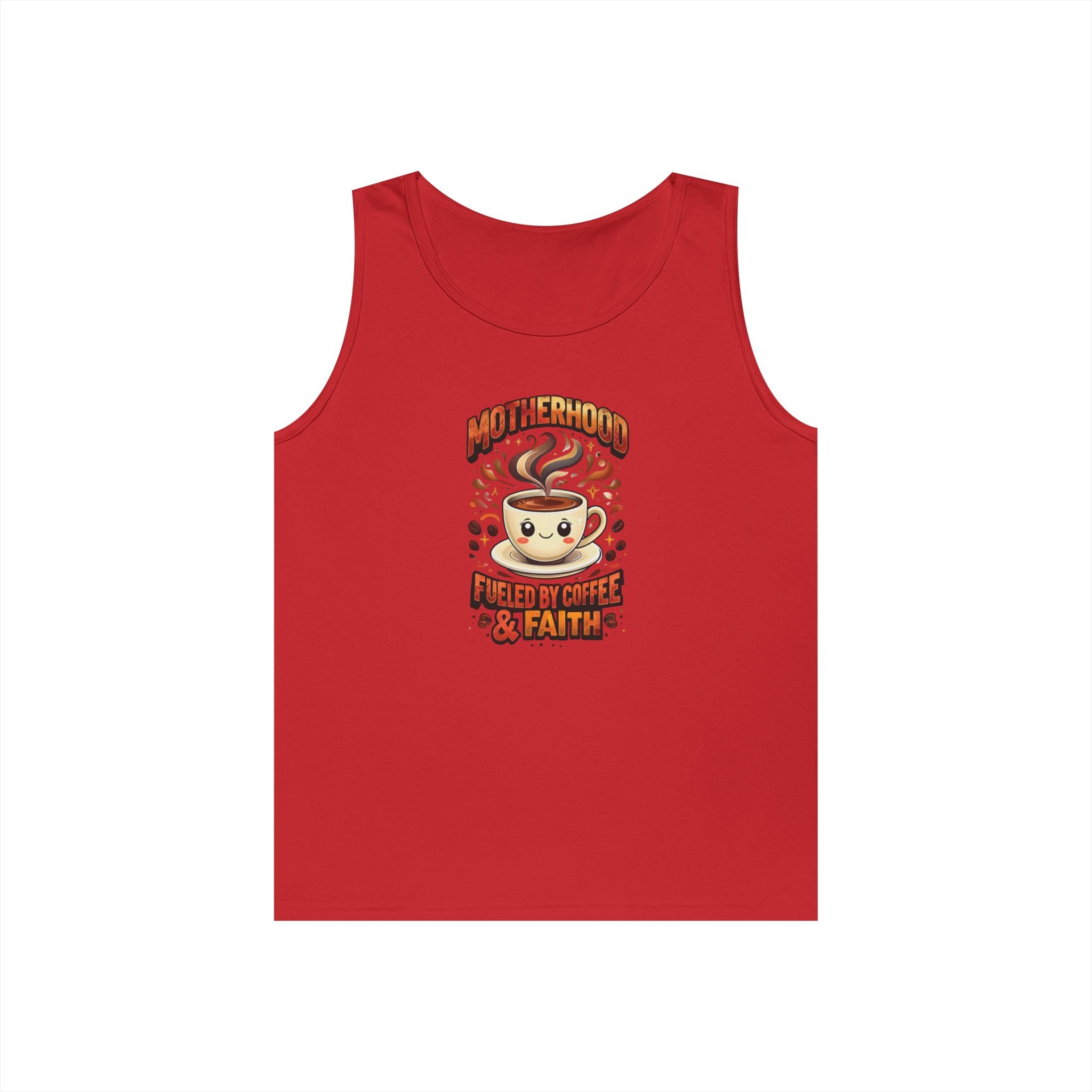Motherhood Fueled by Coffee & Faith Gildan Tank Top | Christian Mom Shirt | Coffee Lover Mother’s Day Gift