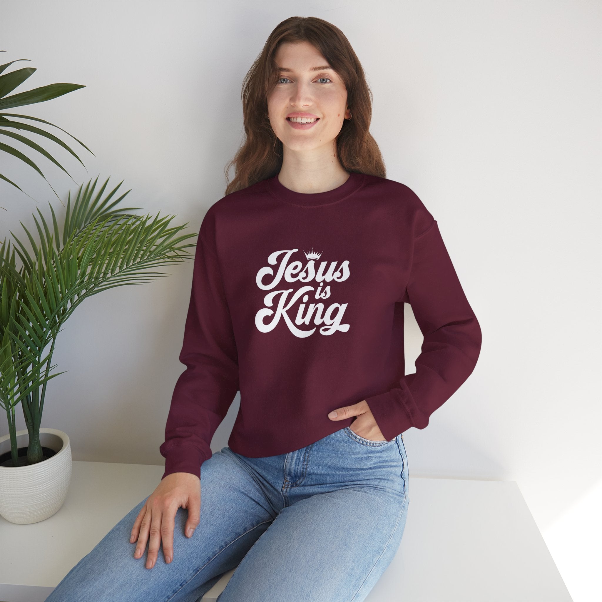 Jesus Is King Christian Gildan Unisex Crewneck Sweatshirt | Faith Apparel |  Religious Gift