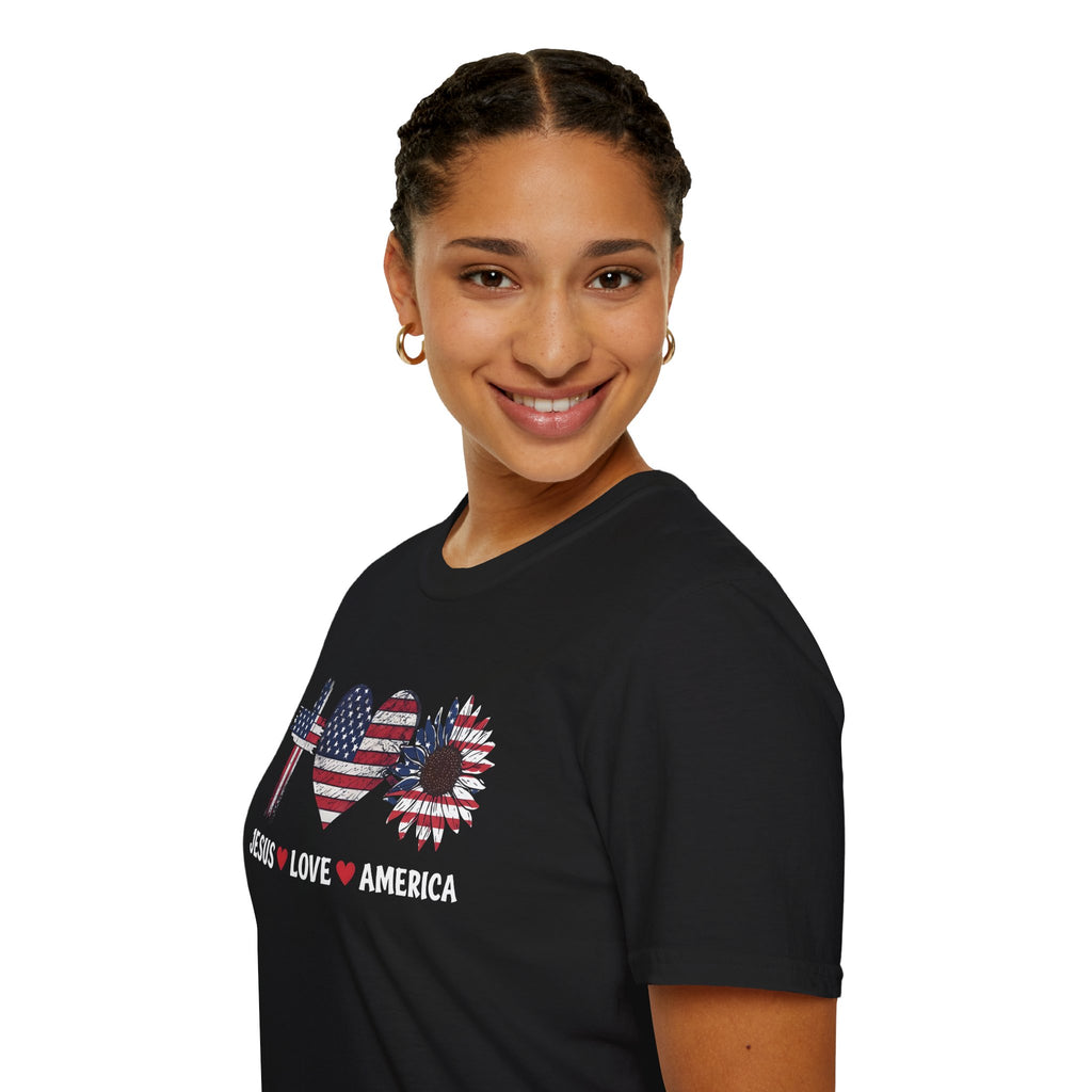 Jesus Love America Shirt | Patriotic Christian T-Shirt | Faith Based 4th of July Outfit