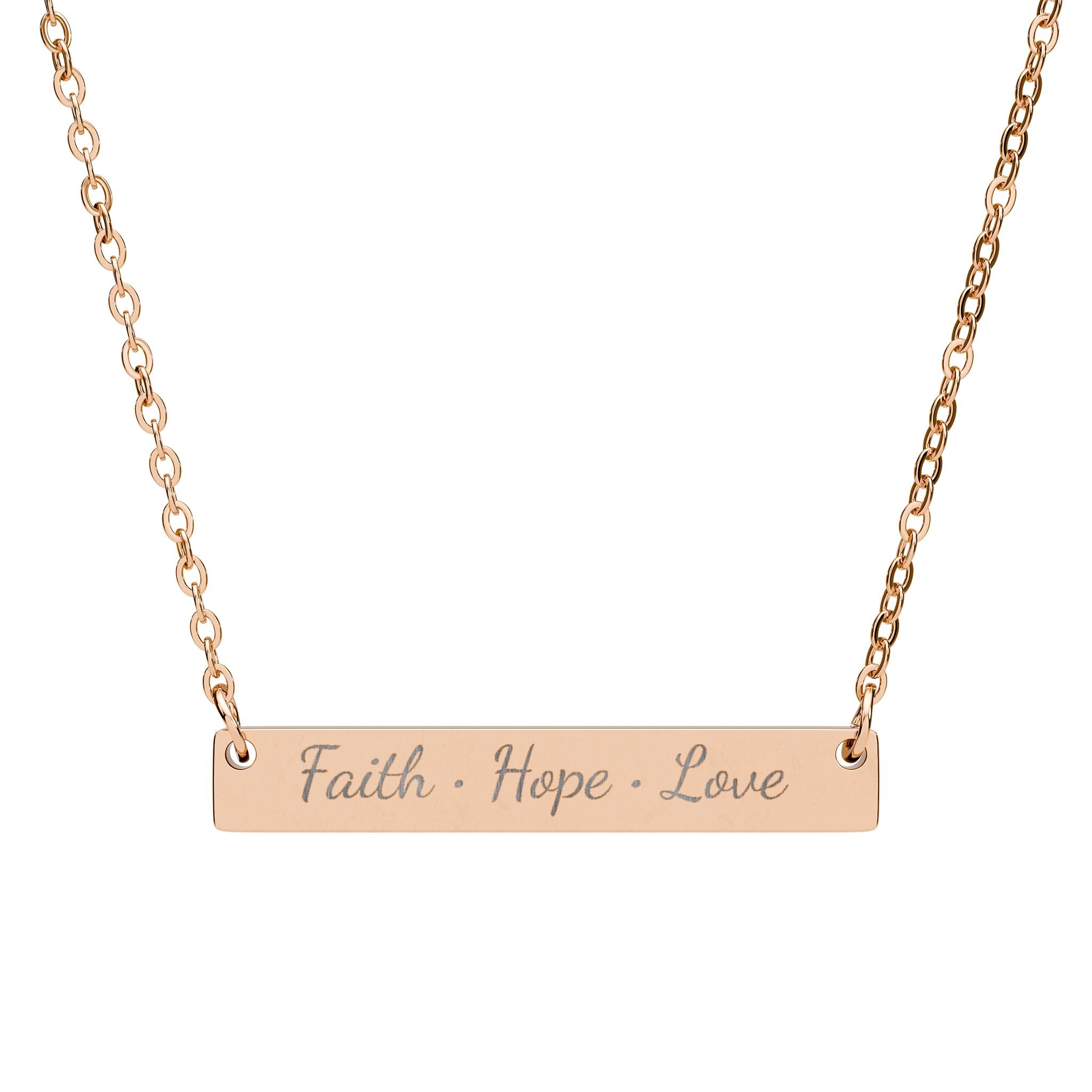 Faith Hope Love Christian Bar Necklace | Engraved Stainless Steel Faith Jewelry Gift