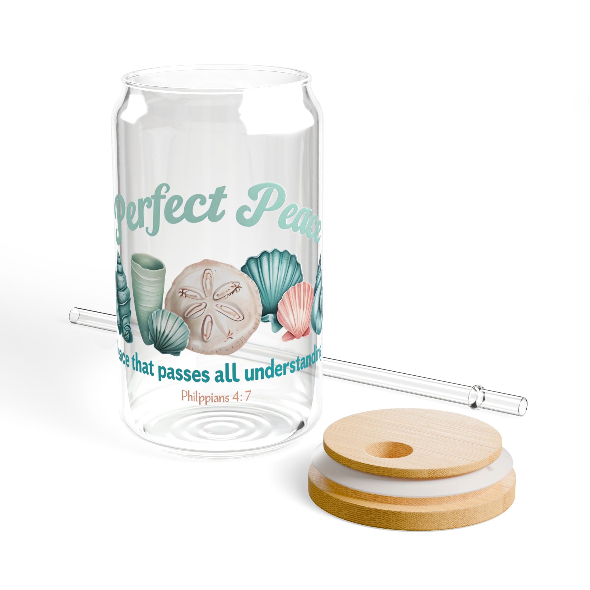 Beach Sipper Glass “Perfect Peace” – Christian Drinkware | Summer Coastal Gift Idea