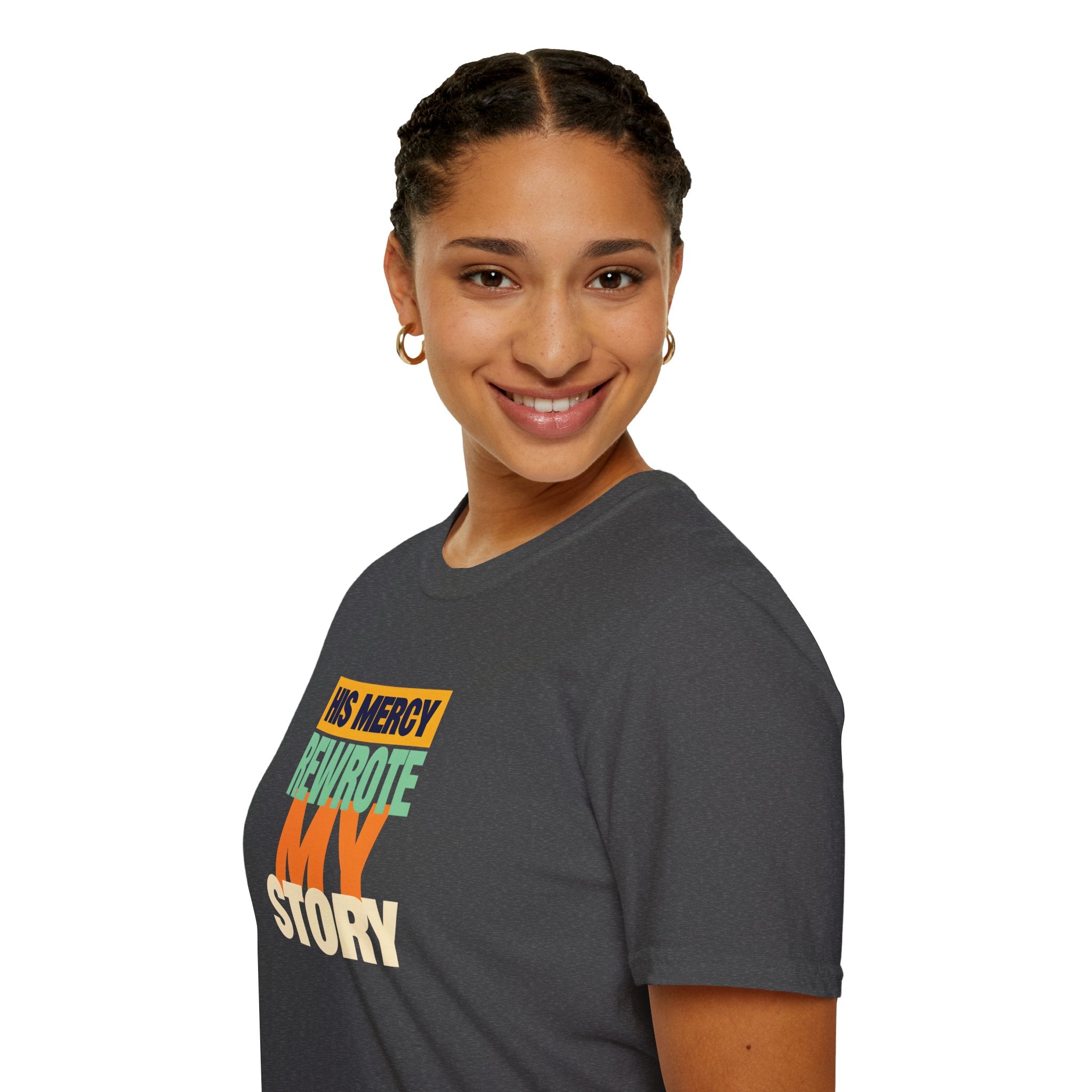 His Mercy Rewrote My Story Christian Gildan T-Shirt Unisex Softstyle Religious Tee Gift