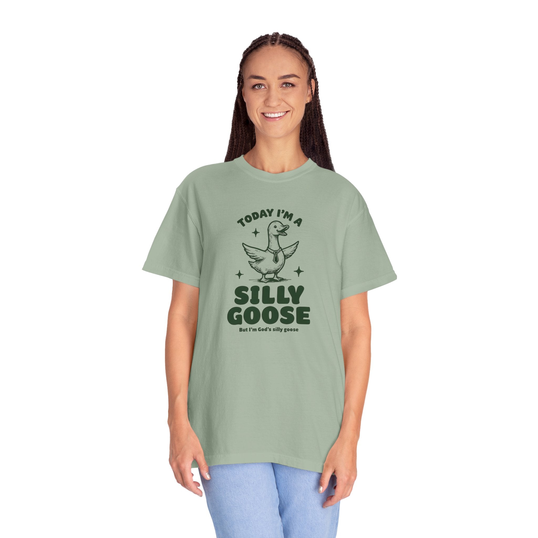 God’s Silly Goose with tie Christian T-Shirt | Graphic Tee | Unisex Garment Dyed Cotton Top S-4XL