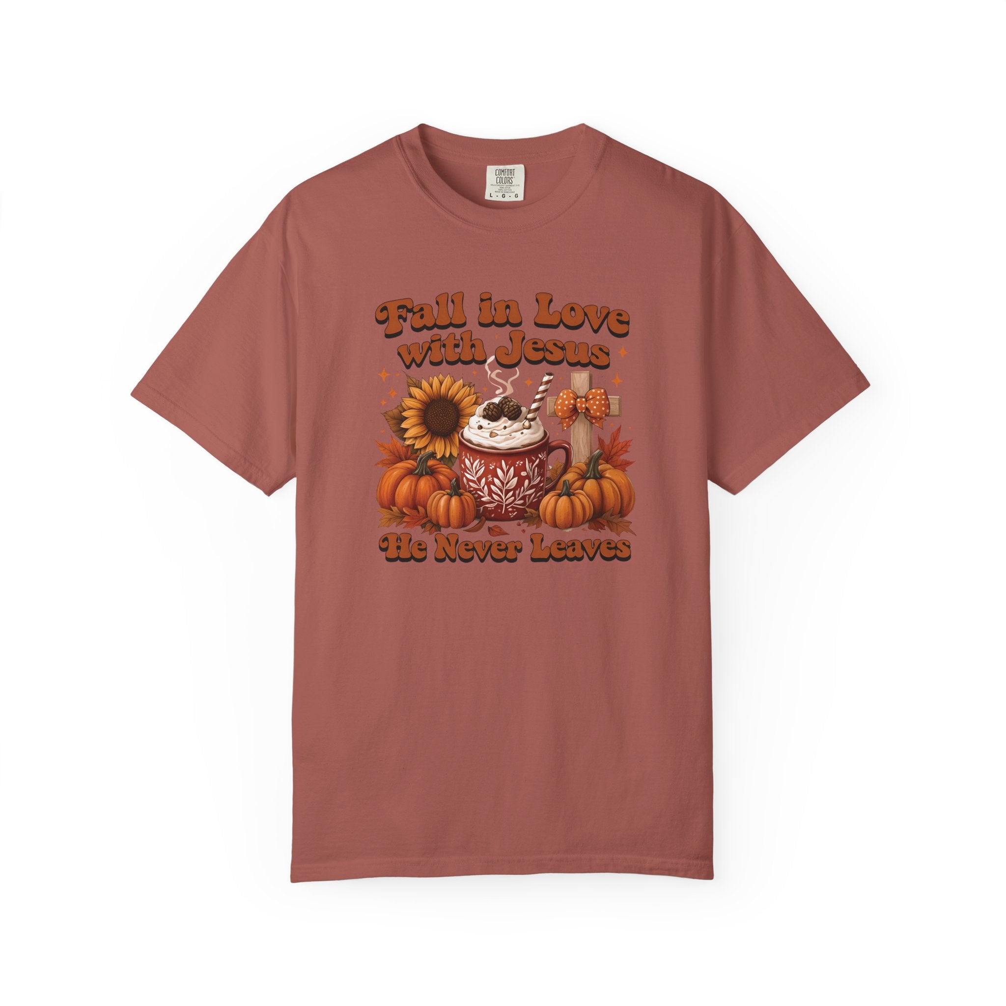 Fall in Love with Jesus Unisex Garment Dyed Comfort Colors T-Shirt | Christian Fall T-Shirt | Faith Based Thanksgiving Tee | Unisex Religious Cotton Top